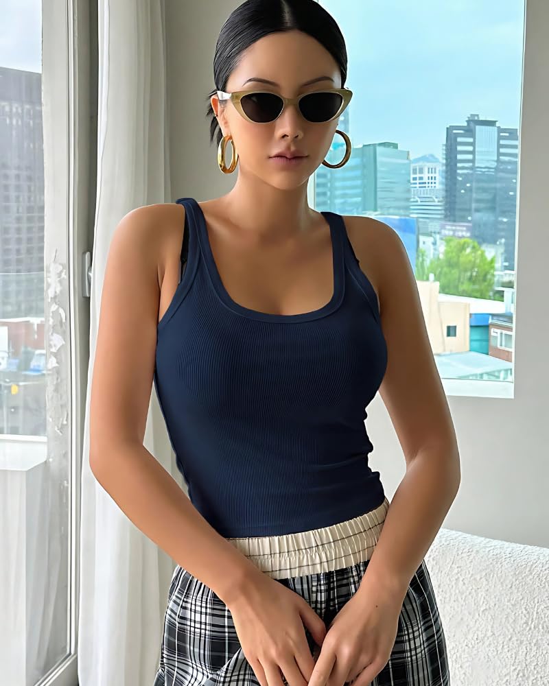 Accmetees Women's Ribbed Square Neck Tank Top - Image 2