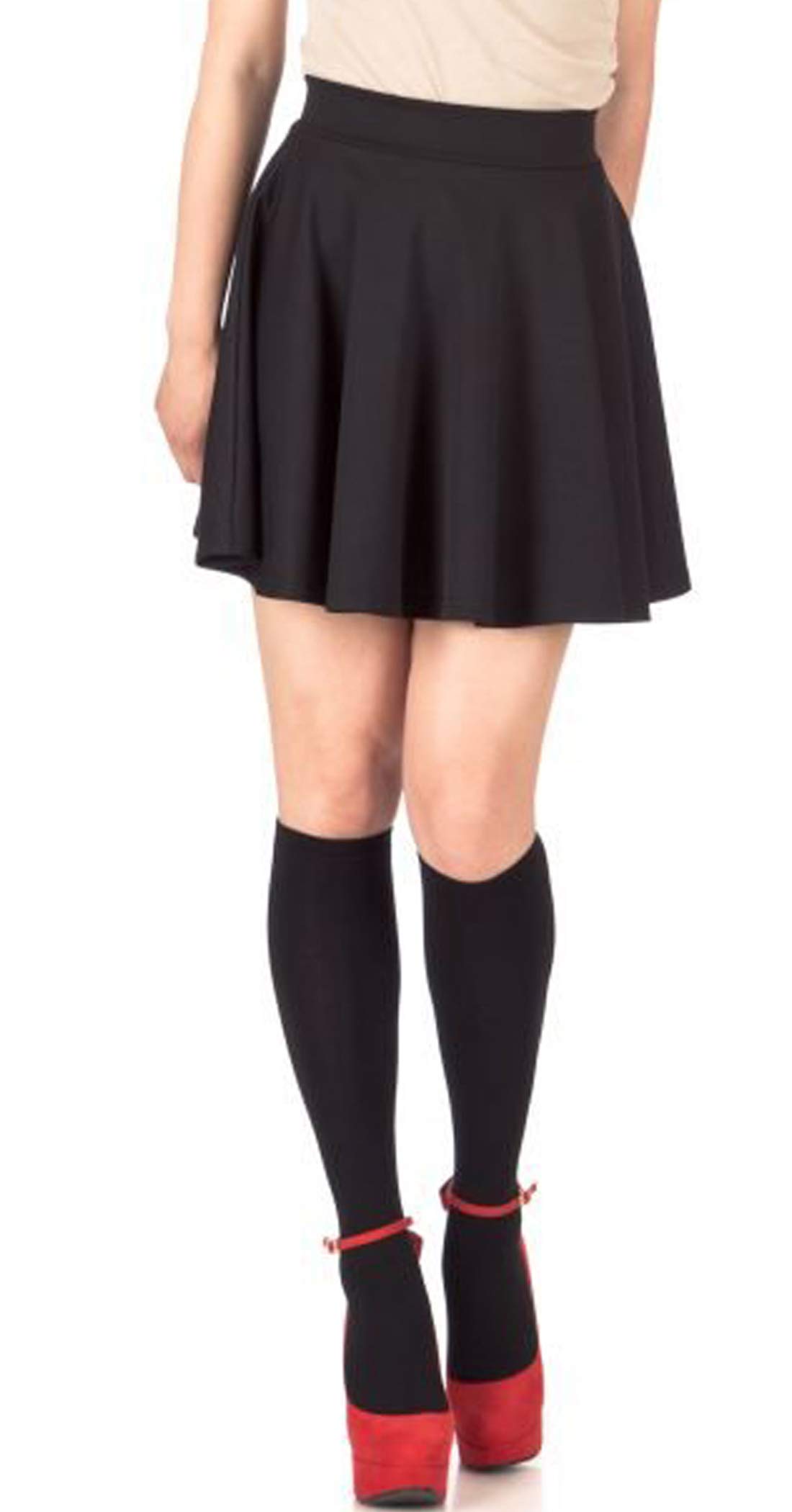 Stars Women Cotton Midi Skirt - Black
