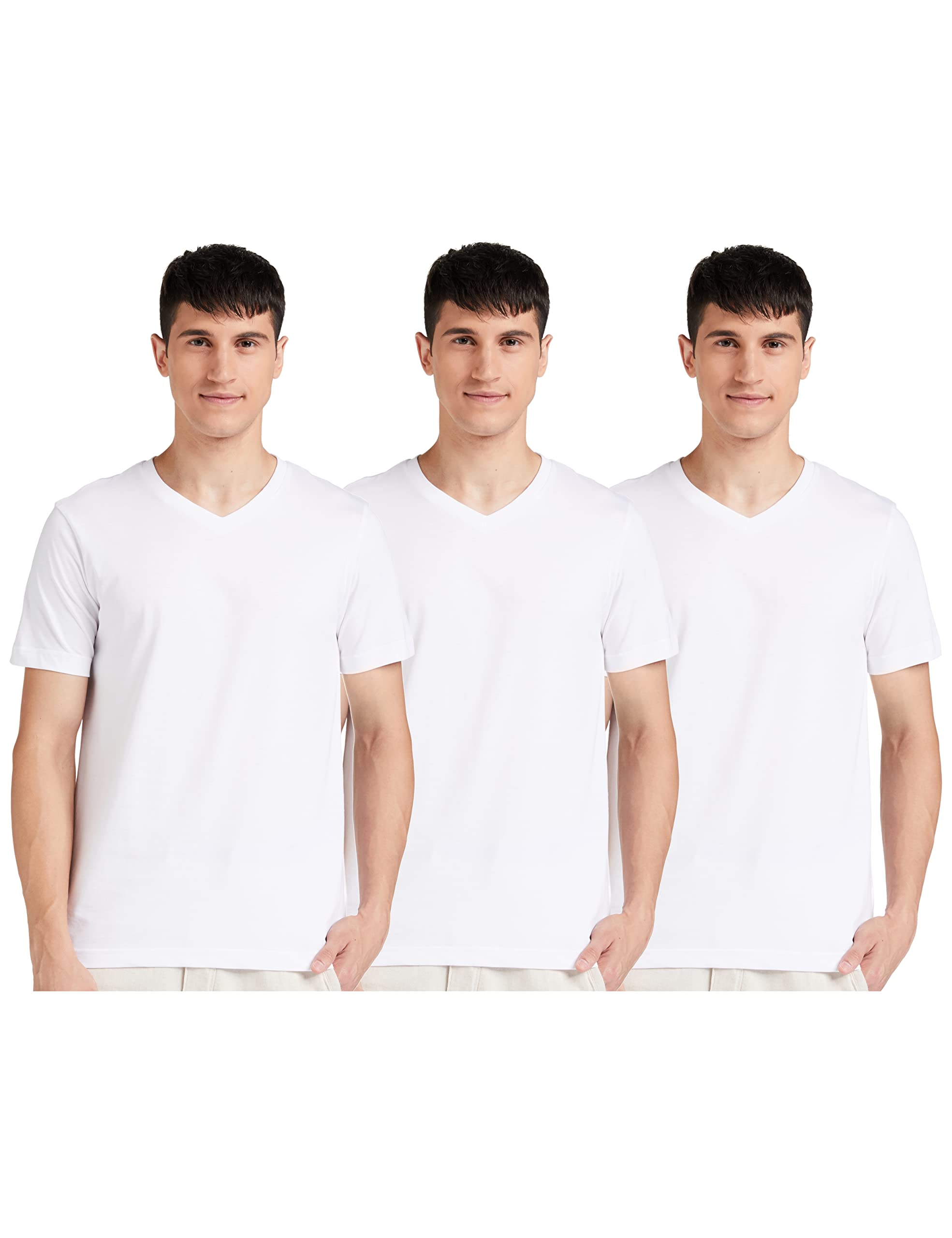 Amazon Men Solid Cotton V Neck T Shirt