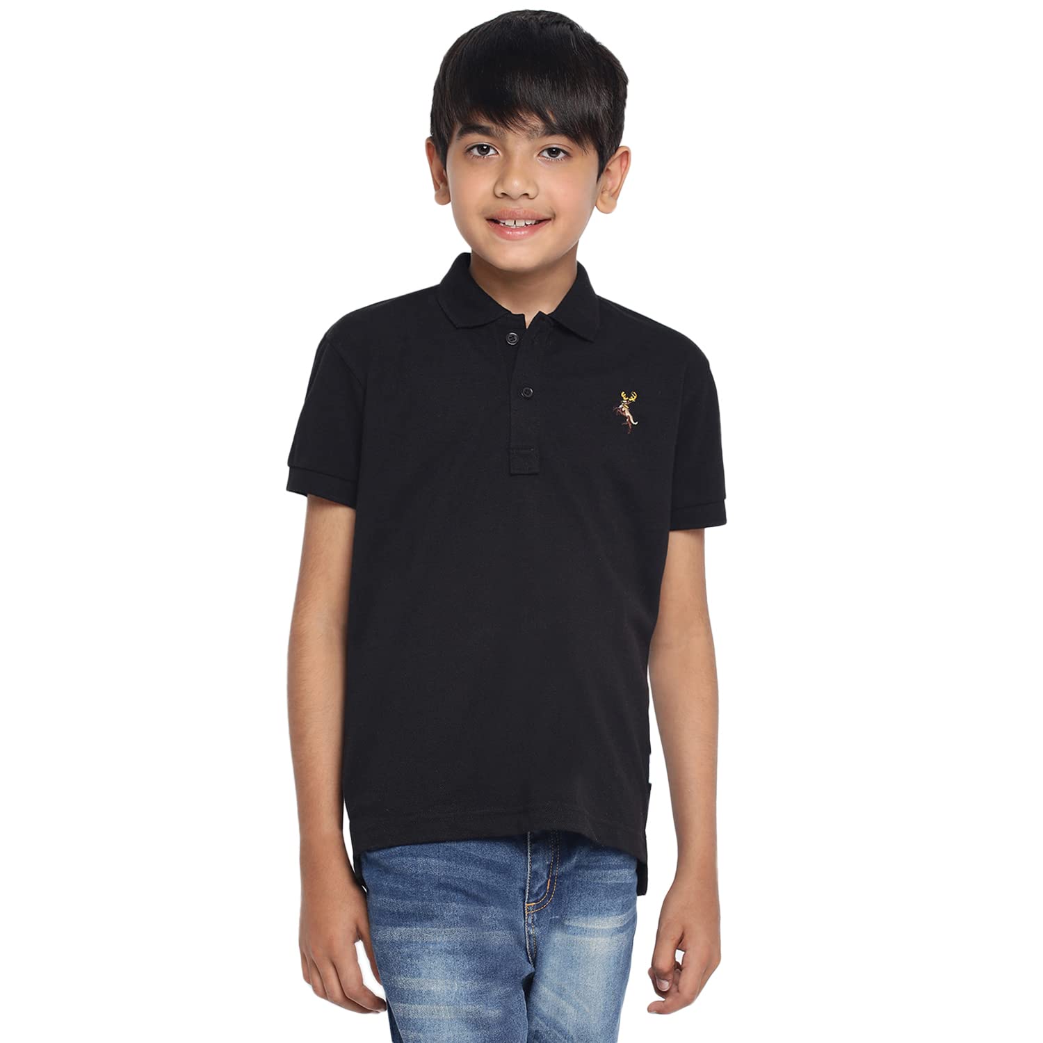 Lil Tomatoes Boys Cotton Polo T-Shirt - Black