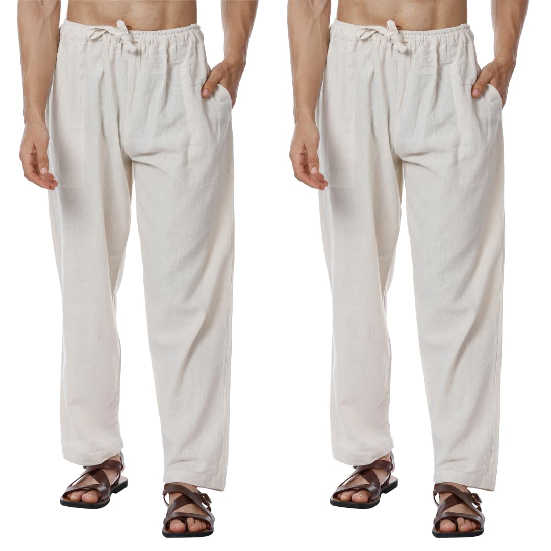 Aatman Men's Cotton Pyjama - Cream