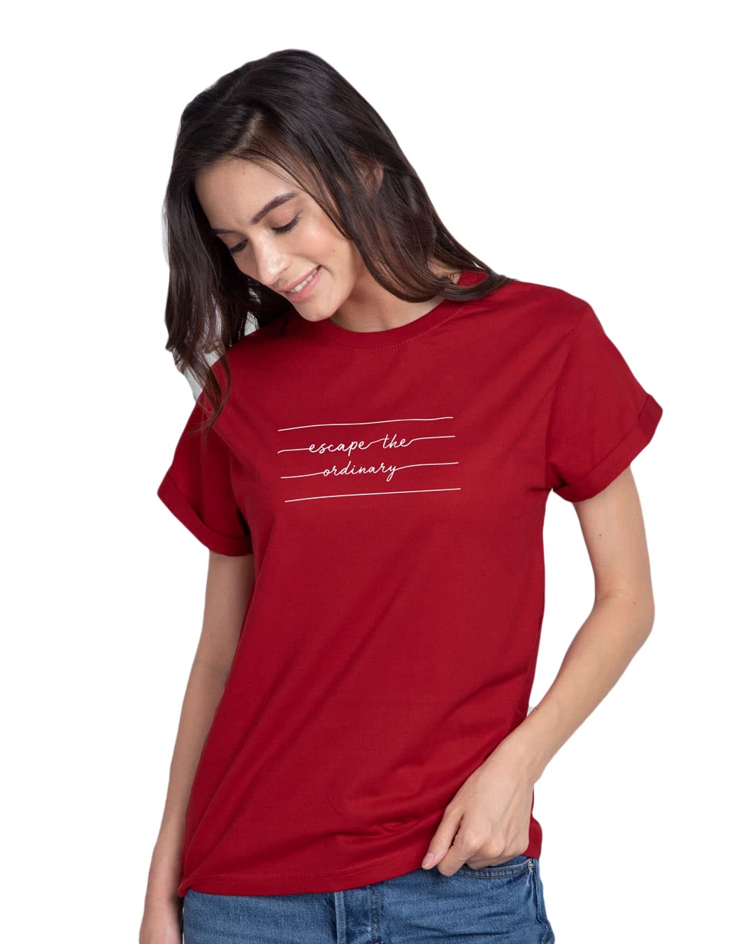 Bewakoof Women's Boyfriend Fit Cotton Tee