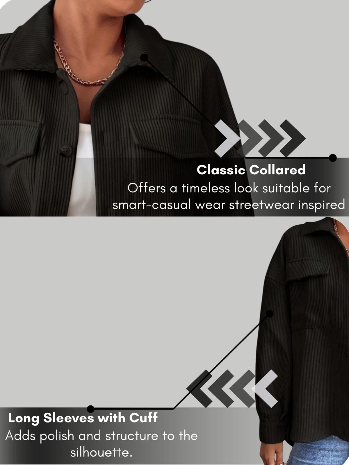 GRECIILOOKS Women's Corduroy Shirt - Image 5