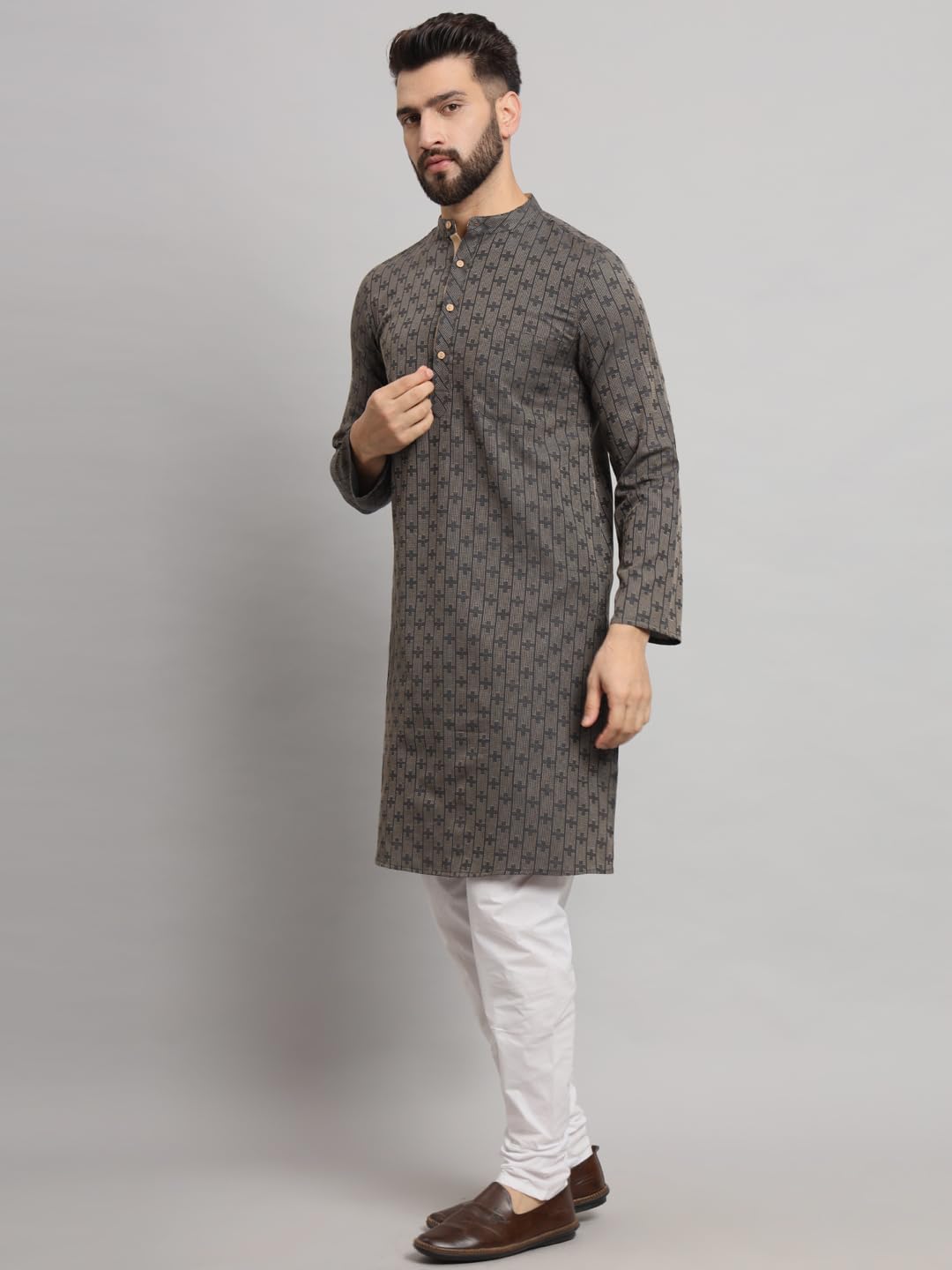 CHIKAN Men Cotton Kurta Full Sleeves Striped - Image 4