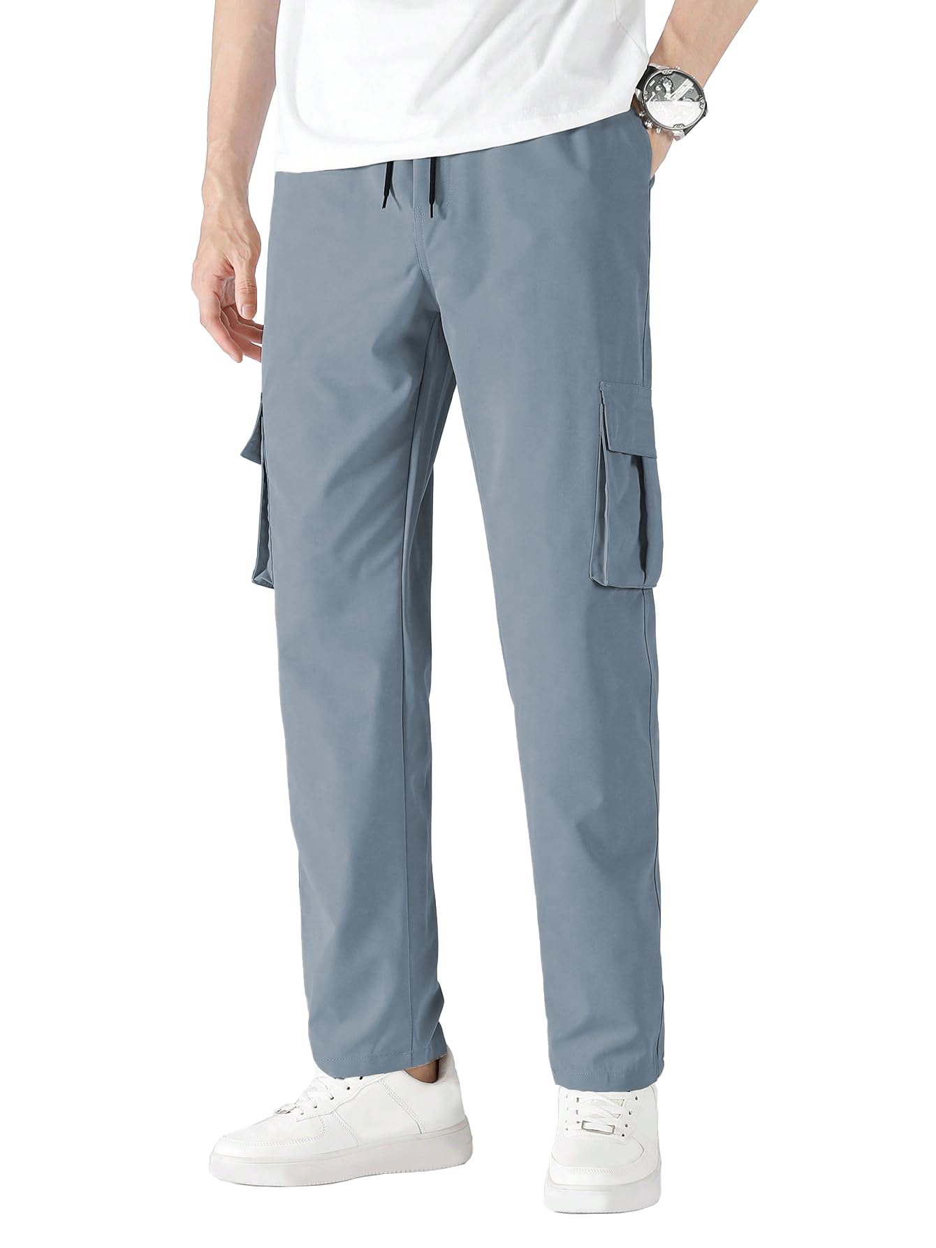 TAGDO Men Flap Pocket Trousers - Silver