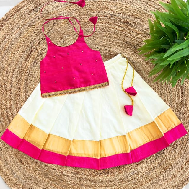 Stanwells Kids Lehenga Choli - Cream & Pink - Image 2