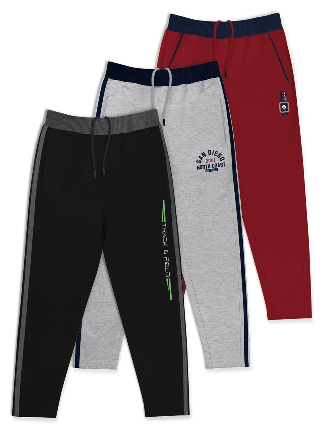 HELLCAT Boys Track Pants - Maroon Grey