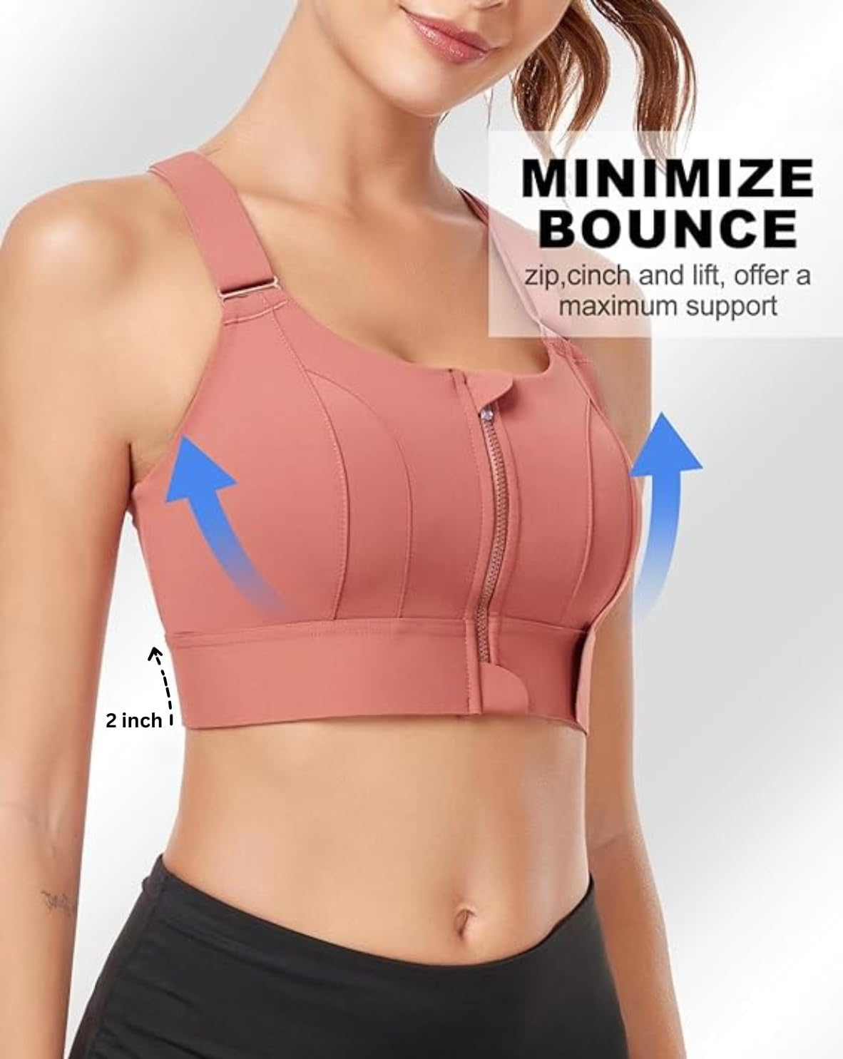 GLAMORAS High Impact Sports Bra for Women - Peach - Image 5