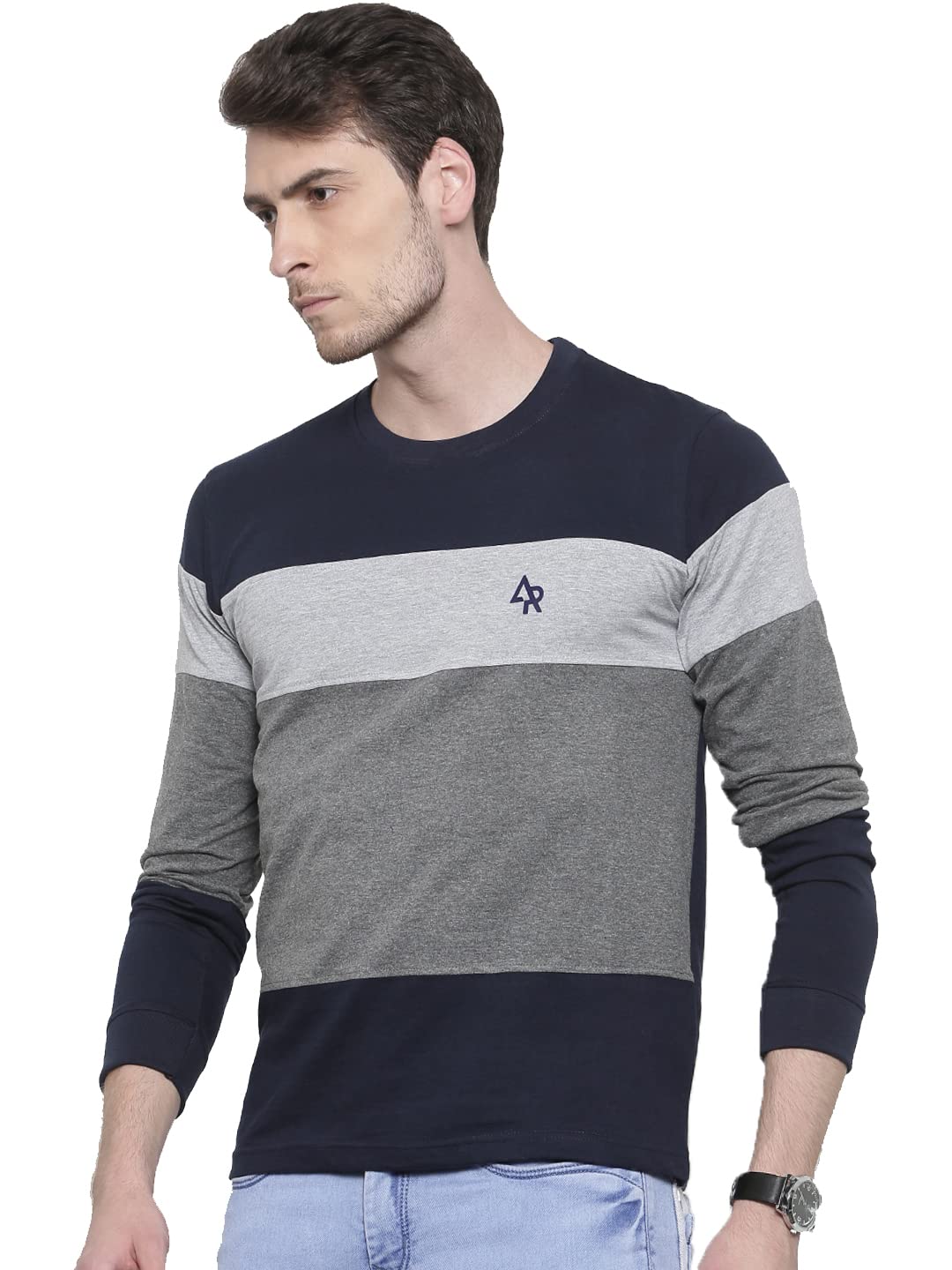 ADRO Men Cotton Full Sleeve T-Shirt - Navy - Image 4
