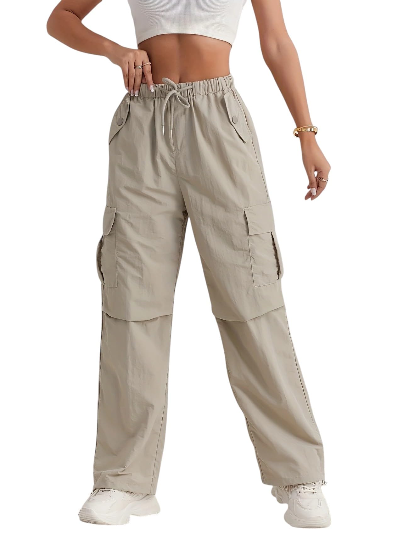 LITZO Cotton Cargo Pants for Women - Brown