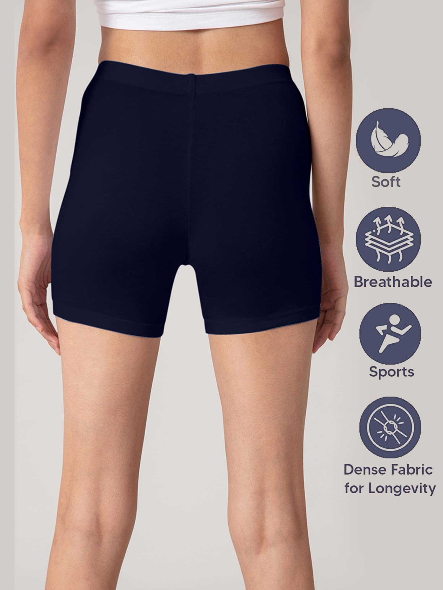 NYKD Women's Cycling Shorts - Cotton Stretchable - Image 3