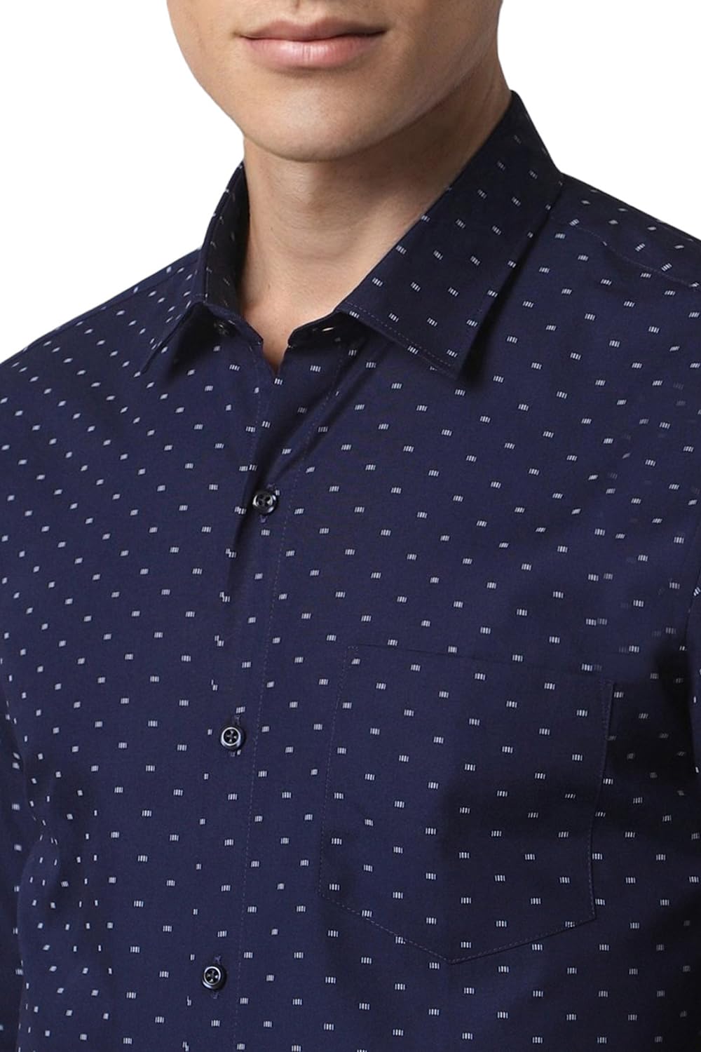 Peter England Men's Navy Blue Printed Shirt - Image 5
