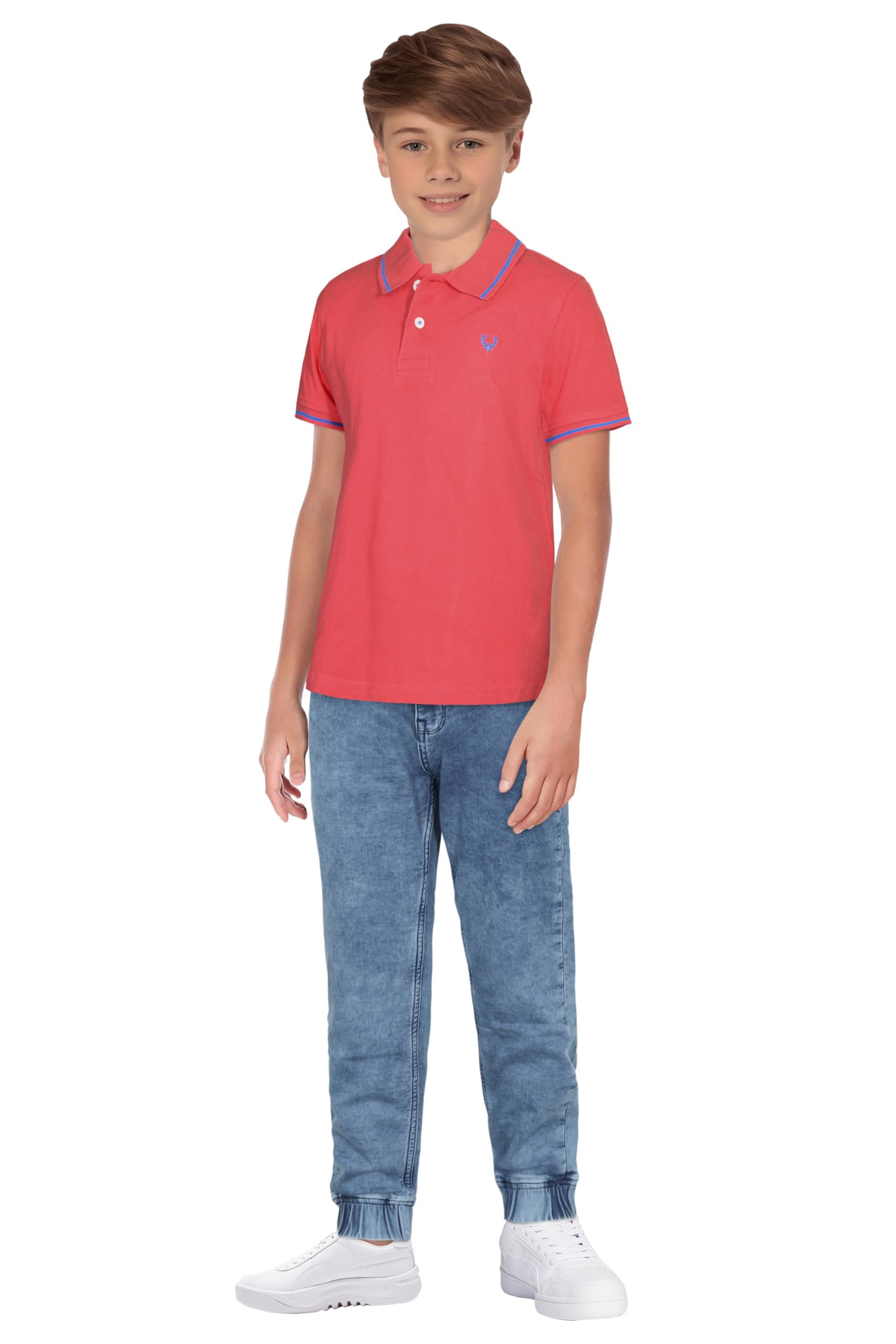 Allen Solly Junior Polo T-Shirt for Boys - Coral & Royal Blue - Image 5