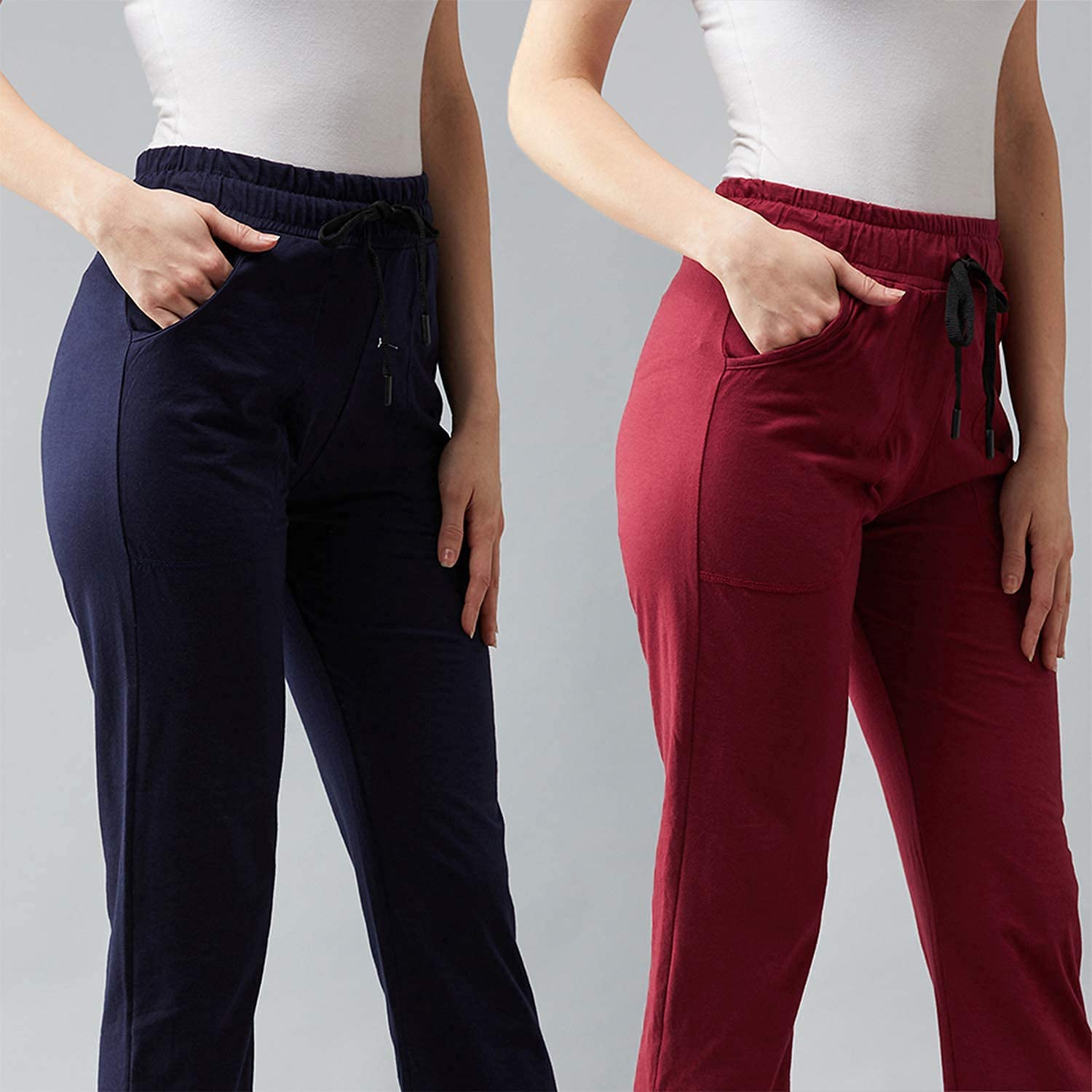 Cotton Pyjamas for Women - Maroon Navy Blue - Image 5