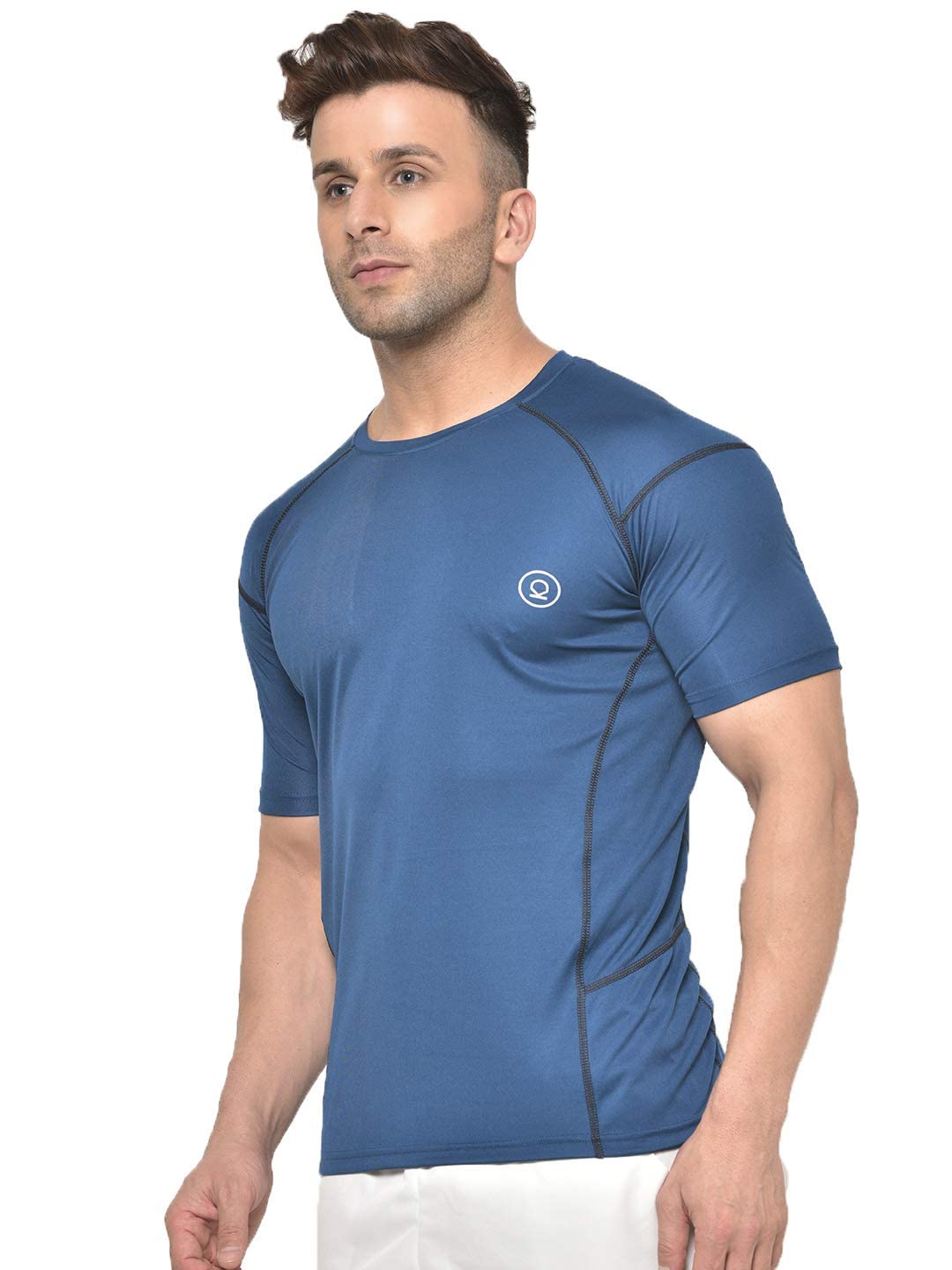CHKOKKO Men's Indigo Blue Gym T-Shirt - Image 5