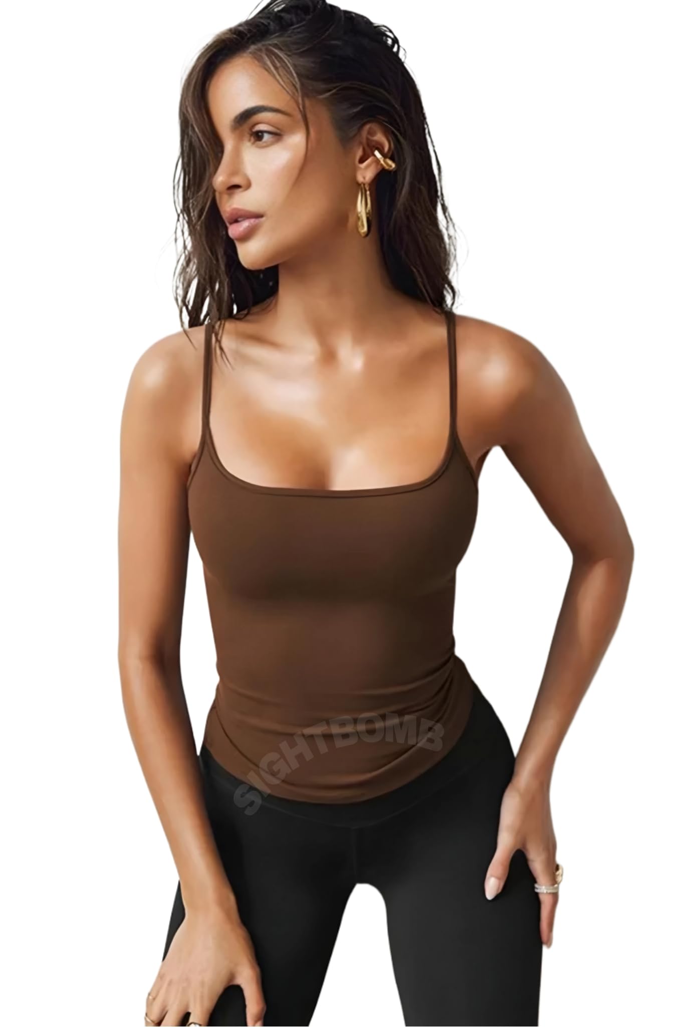SIGHTBOMB Micro Fibre Spaghetti Tank Tops for Women - Image 3