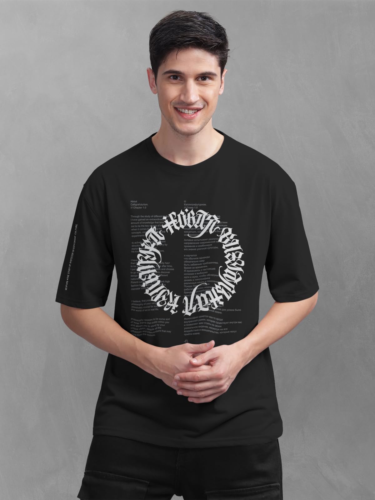 BULLMER Printed Oversized T-Shirt for Men - Black - Image 4