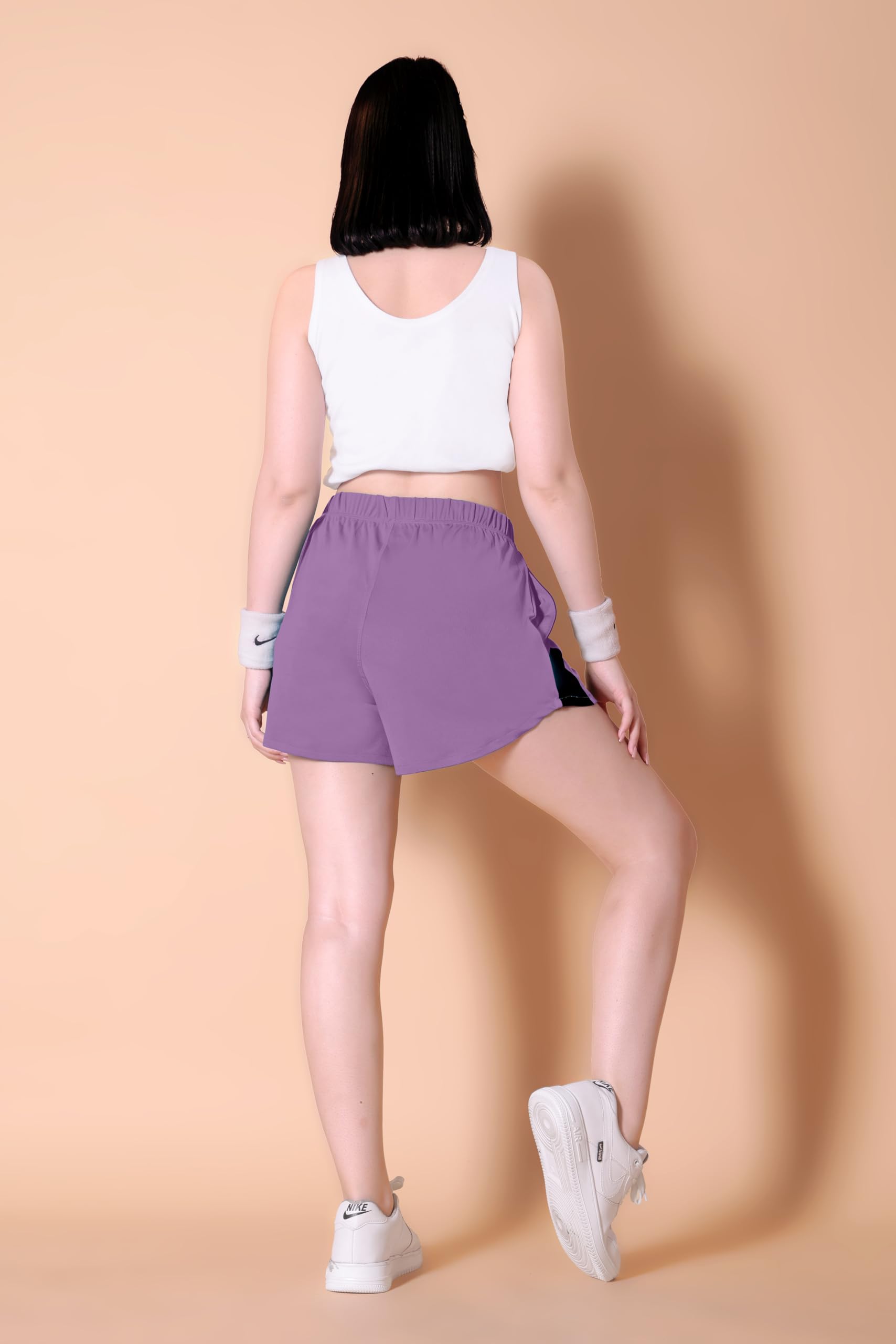 Nexsus Women's Flex Shorts - Plum Purple & Black - Image 2