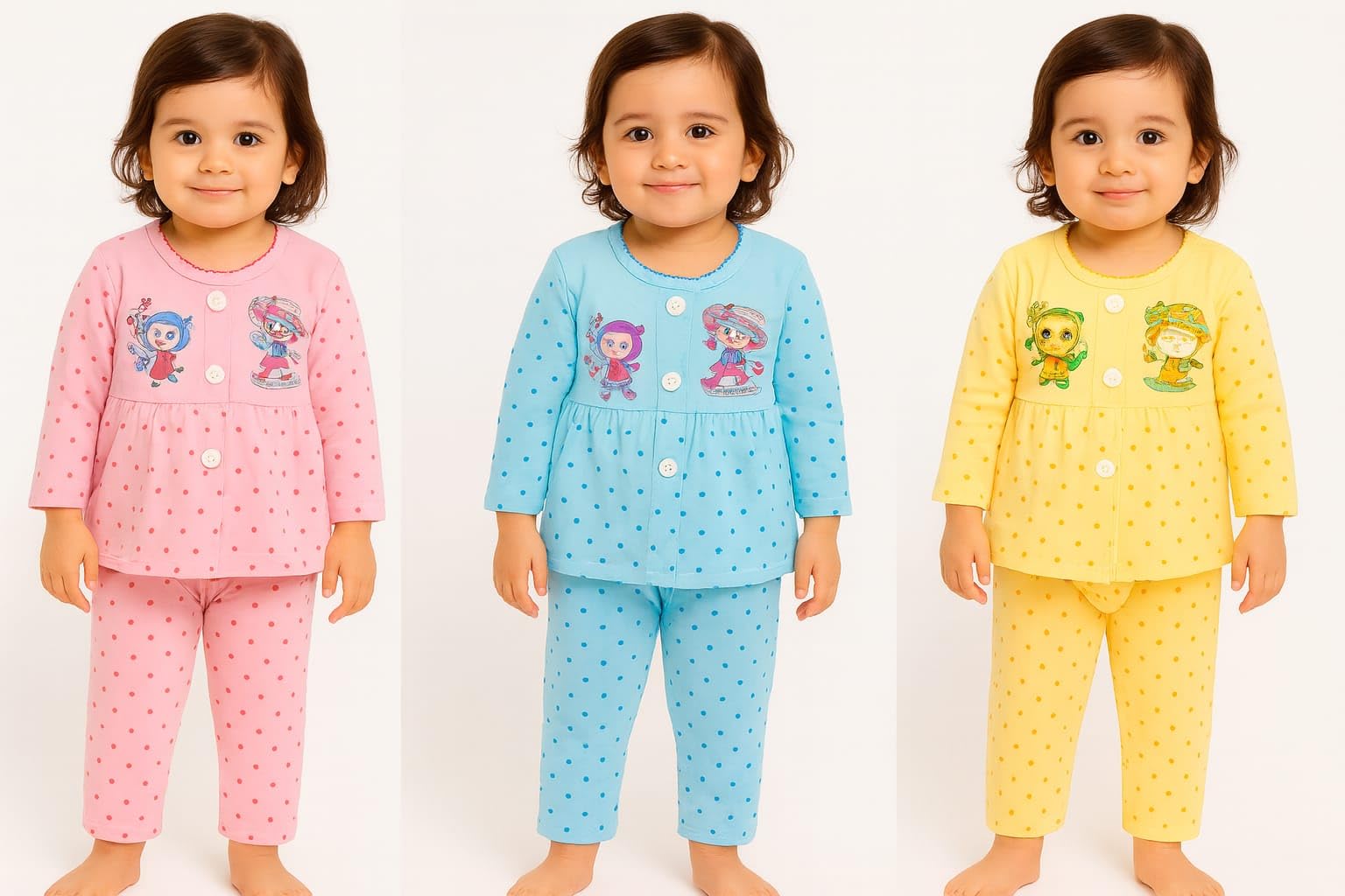 KIDS PARYANIS Baby Girl Printed Full Sleeves Cotton Vests - Image 2