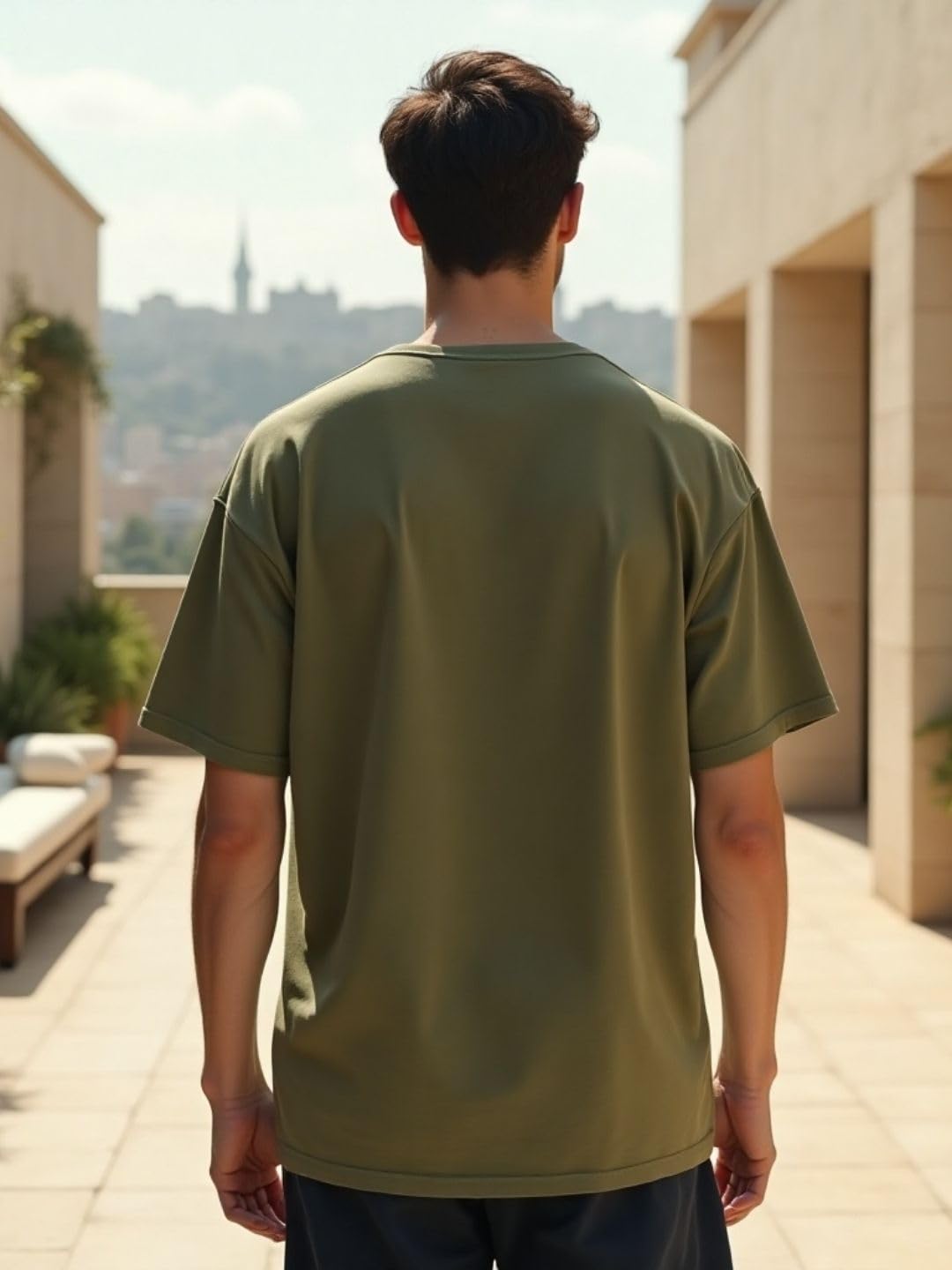 NOBERO Letter Print T-Shirt for Men - Olive Green - Image 4