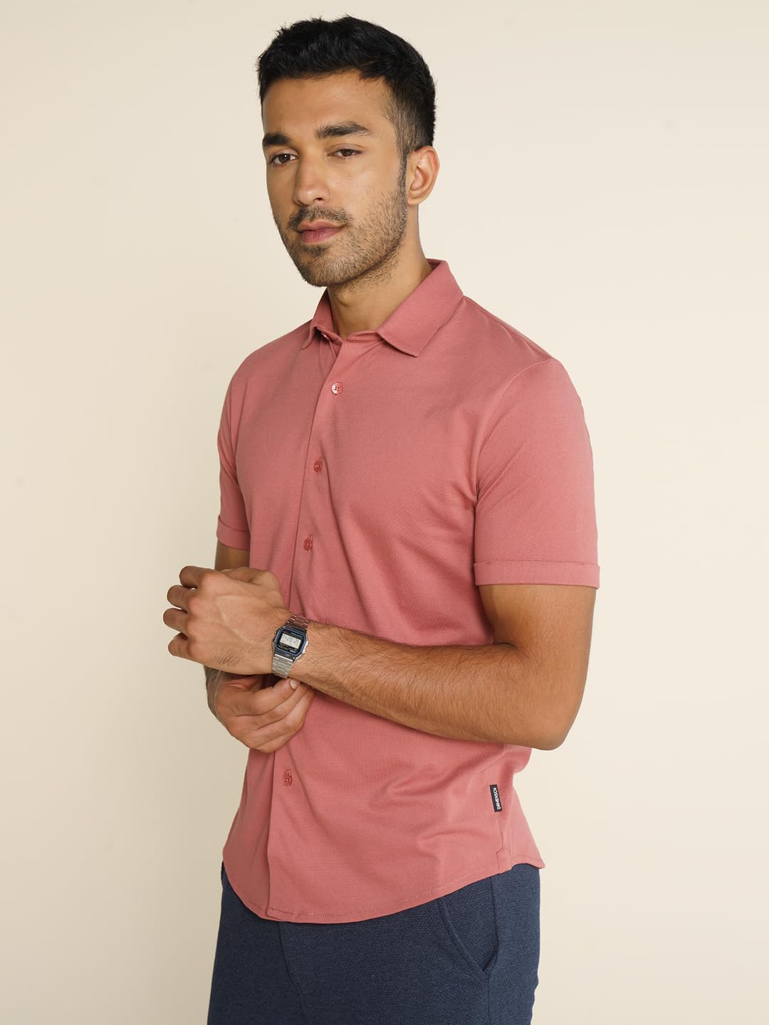 DAMENSCH Constant Cotton Pique Half Shirt for Women - Light Mahogany - Image 4