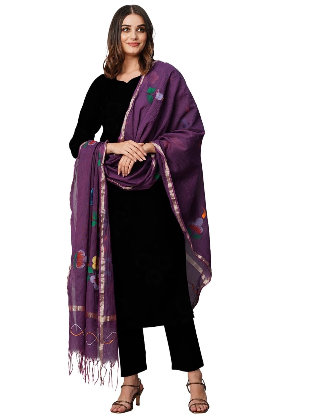 ANNI DESIGNER Black Rayon Viscose Kurta Set