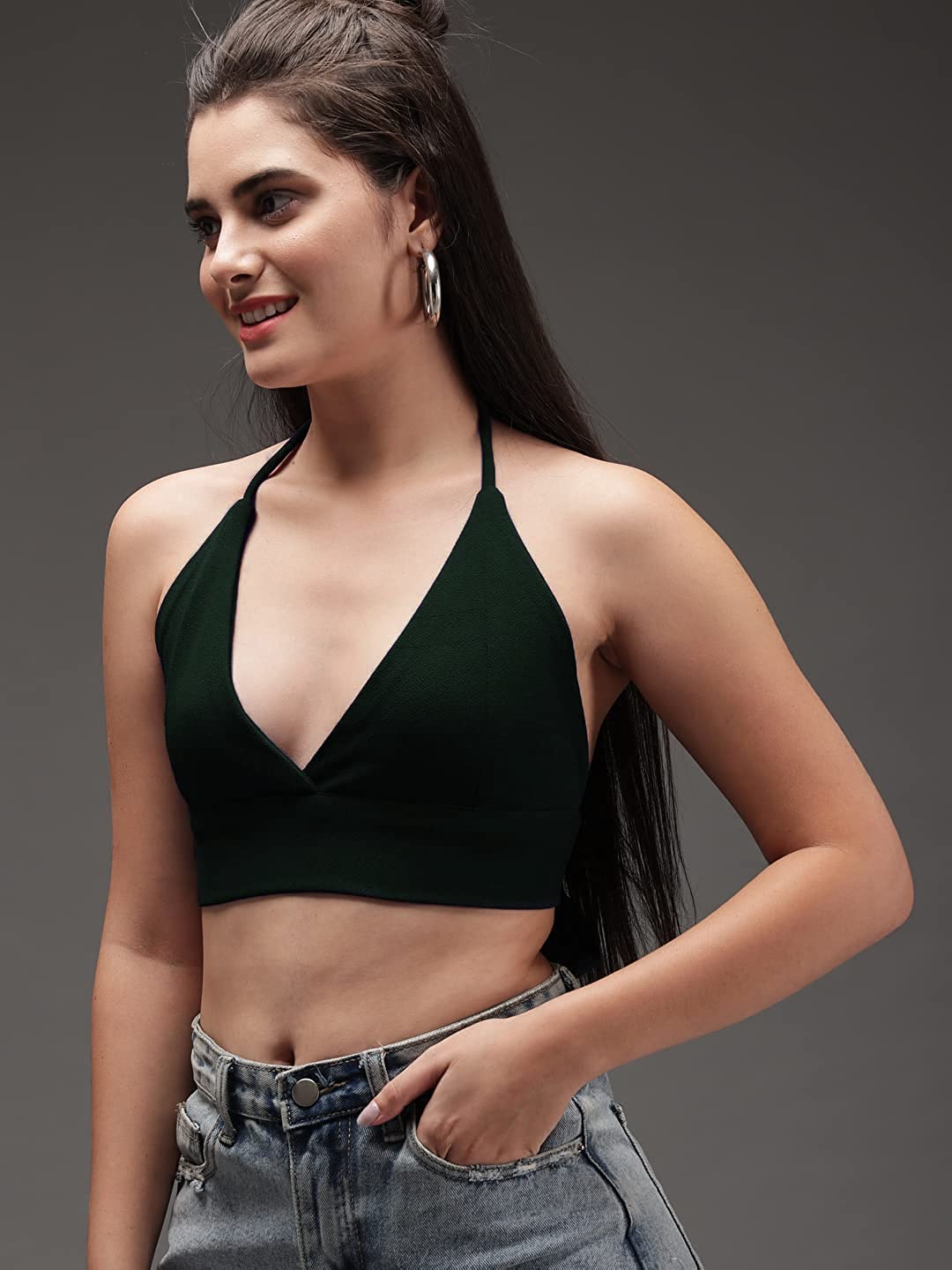 Istyle Women Sleeveless Crop Cami Tank Top - Green - Image 4