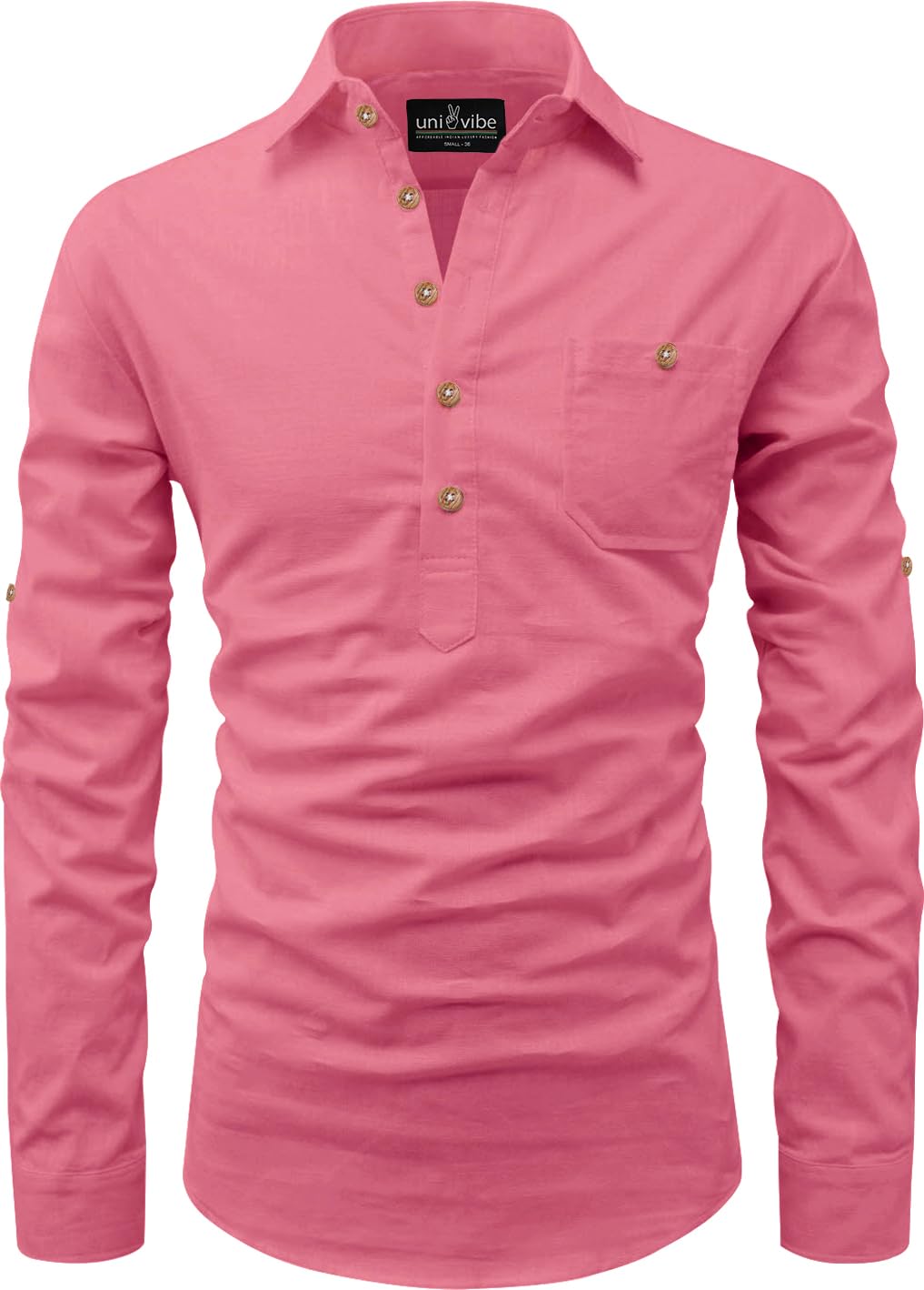 Univibe Men's Peach Cotton Kurta - Image 3