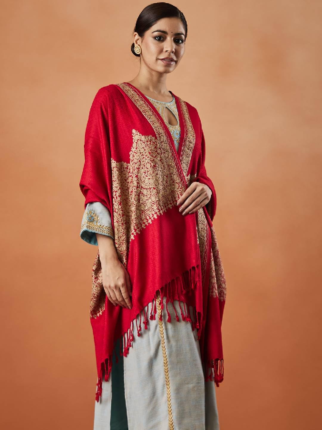 Pashmoda Firoza Kashmiri Aari Embroidery Stole for Women - Image 4