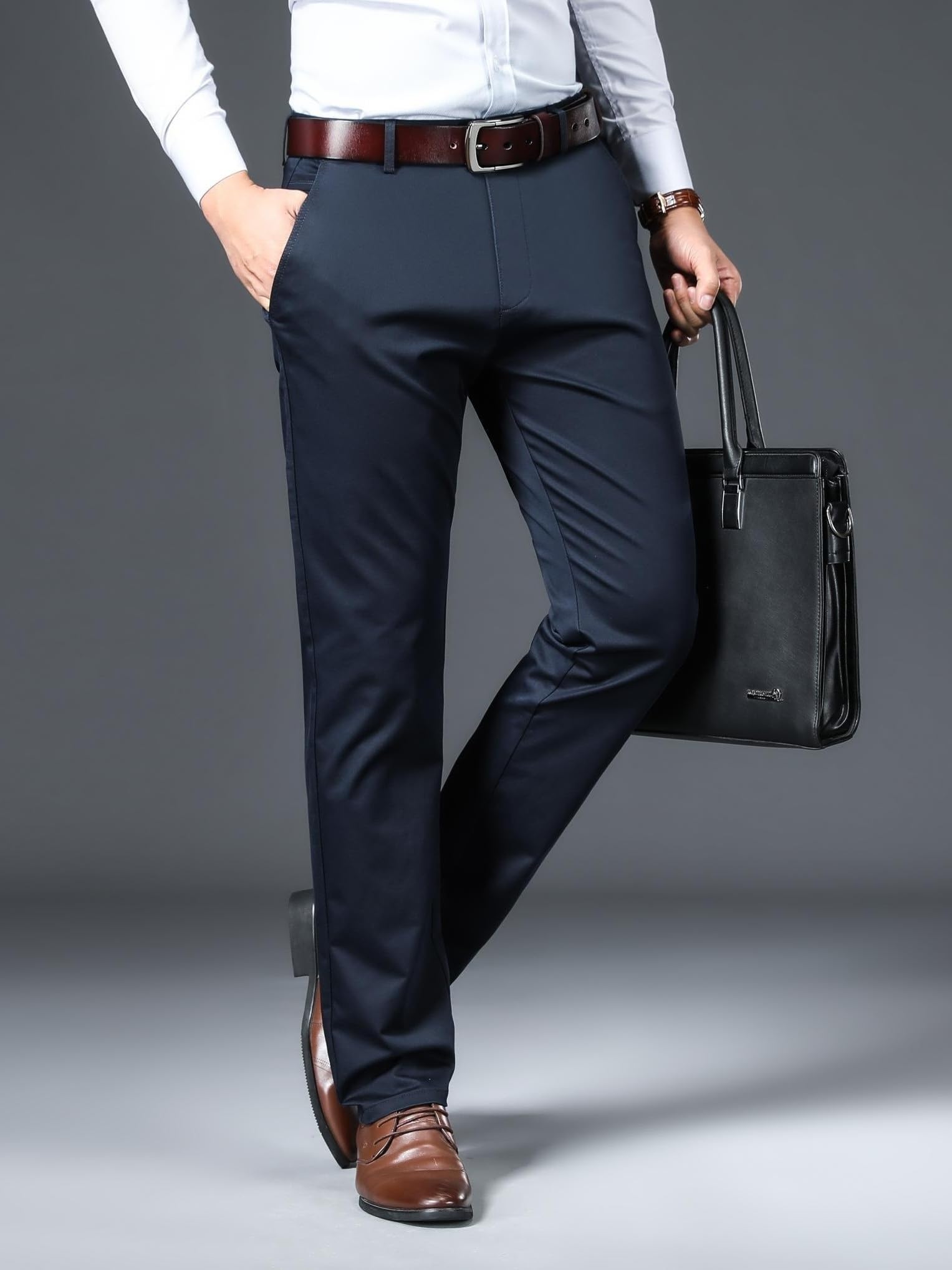 AVANOVA Men's Stretch Dress Pants - Navy - Image 4