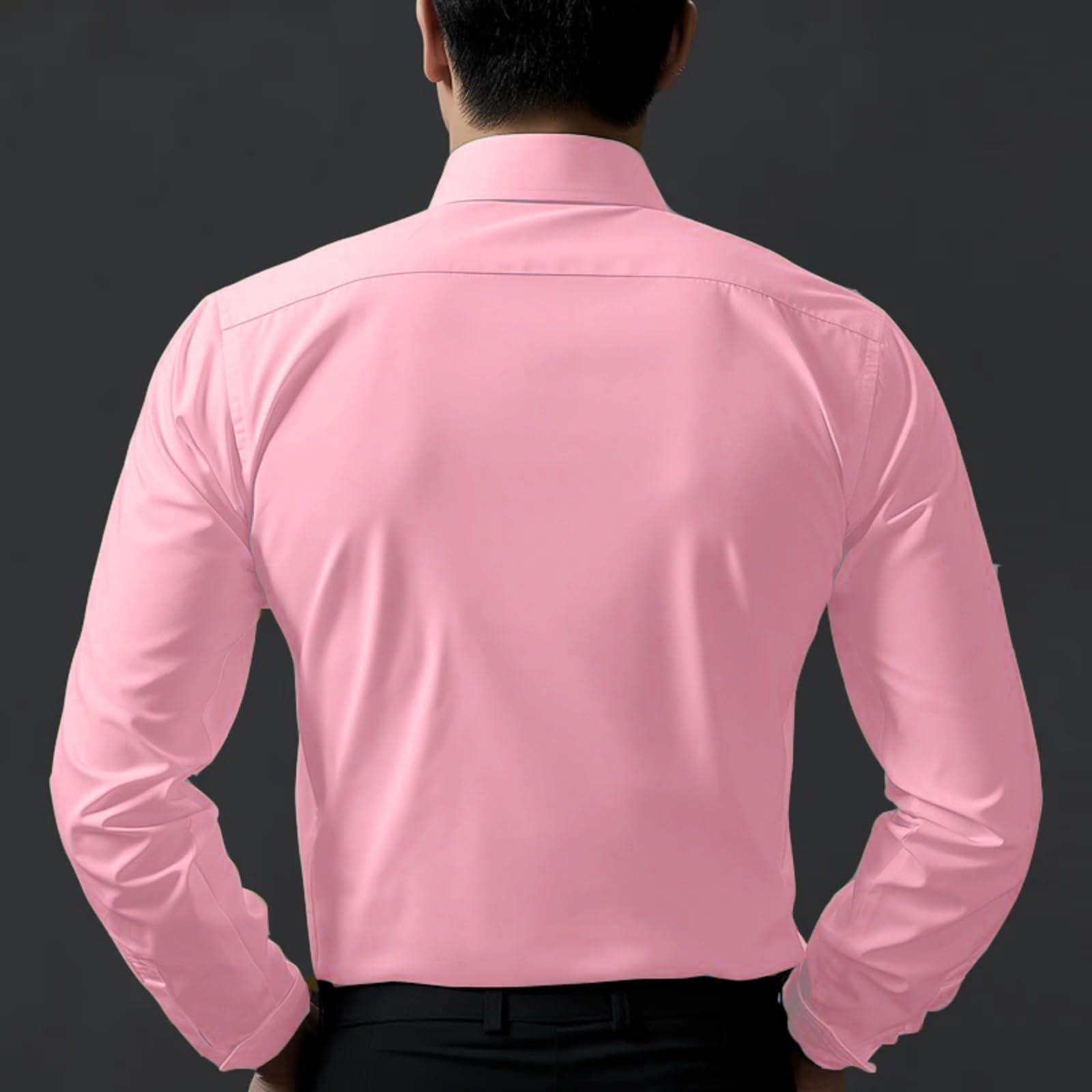 DEELMO Men Light Pink Satin Shirt - Image 3