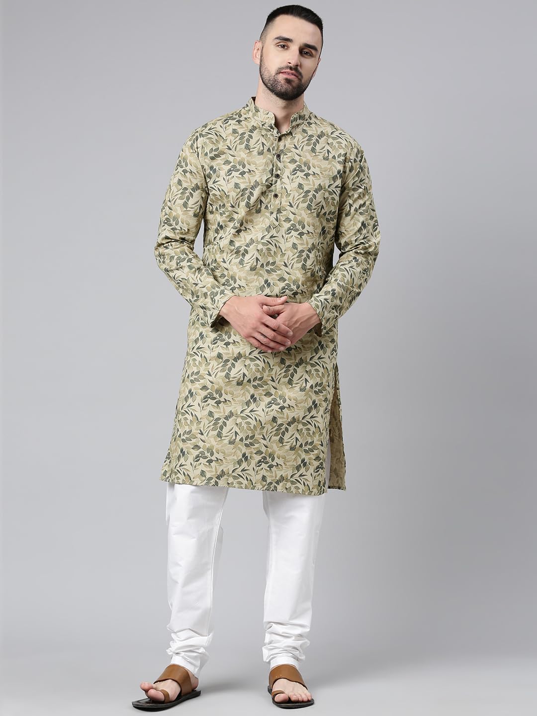 Majestic Man Beige Cotton Kurta for Men - Image 5