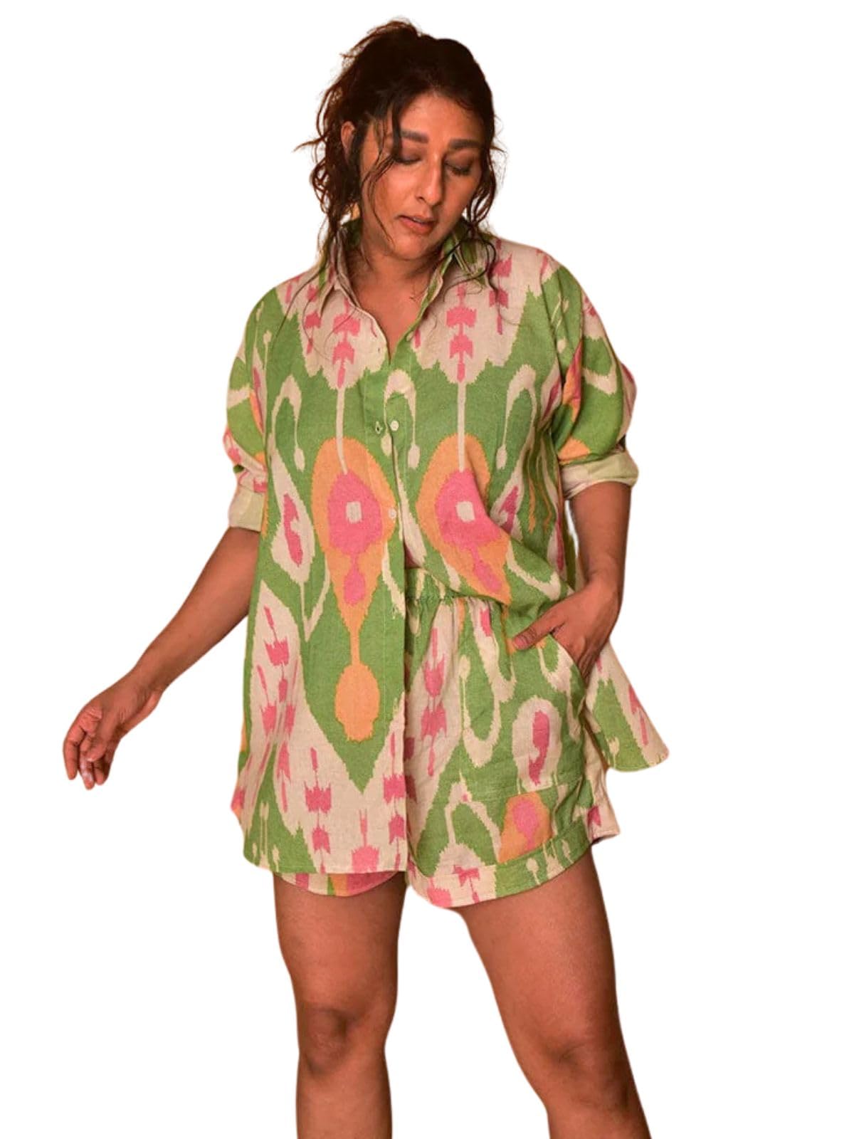 Leriya Fashion Women Rayon Printed Co-Ord Set - Green