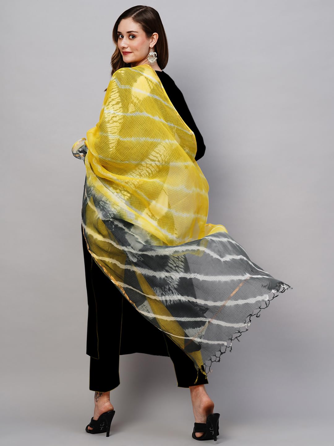 ANNI DESIGNER Black Yellow Kurta Set for Women - Image 2