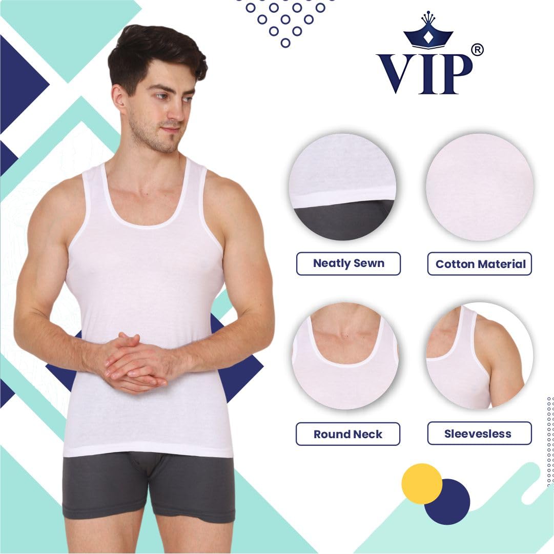 VIP Men's Sleeveless Cotton Vest - White - Image 3