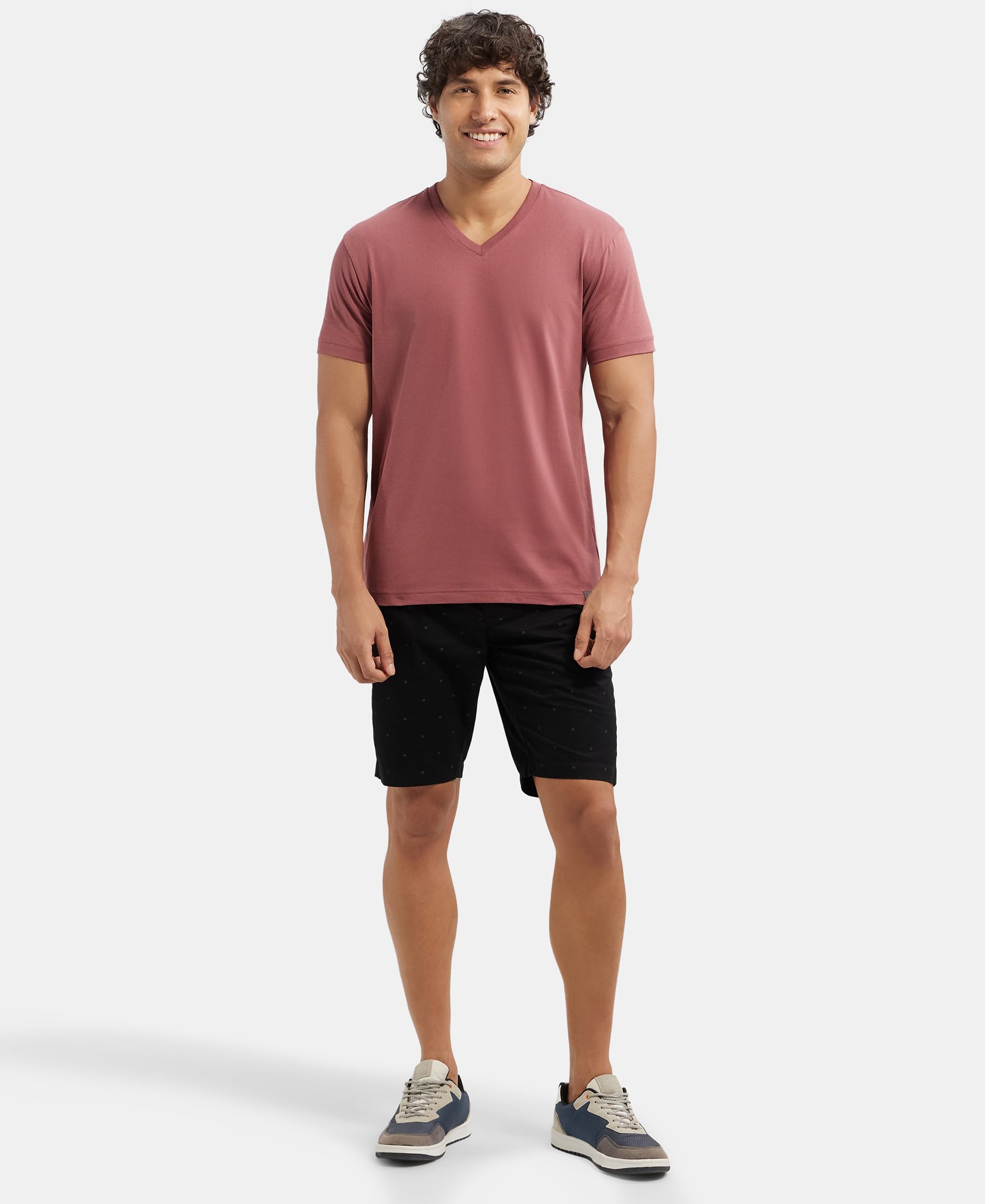 Jockey Men's Solid V Neck T-Shirt - Wild Ginger - Image 4