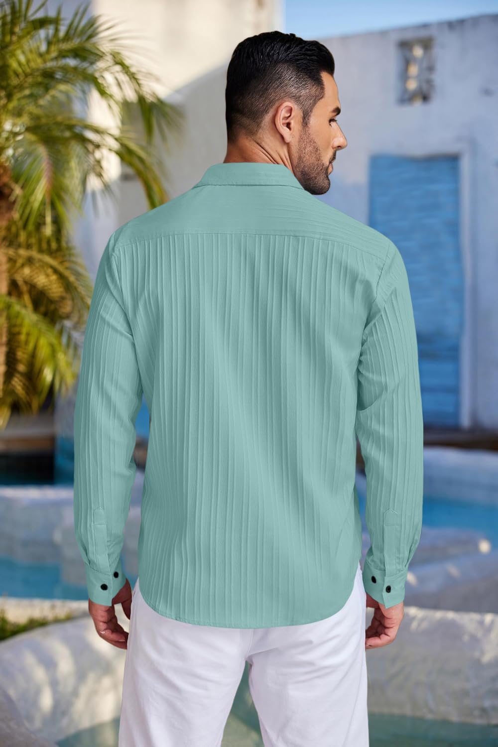 FINIVO Men Casual Cotton Button Down Shirt - Image 2