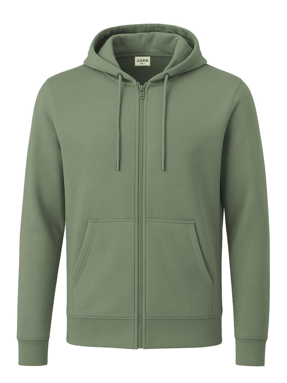 ADRO Mens Cotton Zipper Hoodie Sweatshirt - Pista