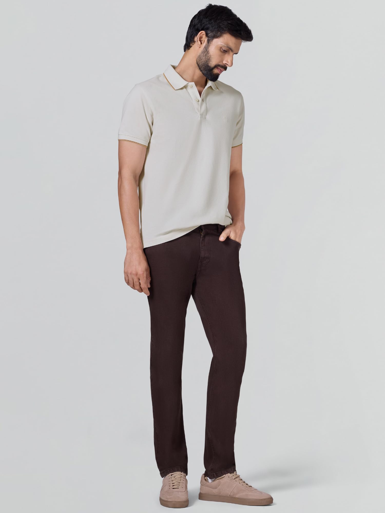 XYXX Men's Solid Halfsleeve Polo Tshirt - Pearl White - Image 3