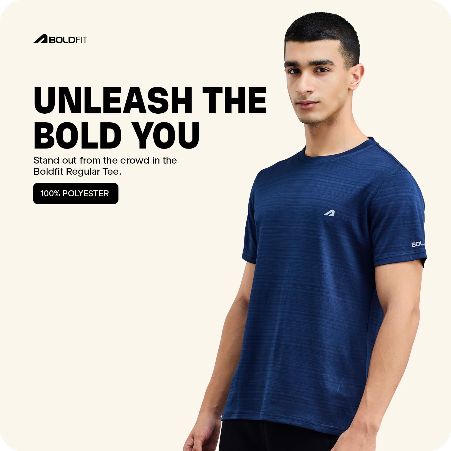 Boldfit Men's Navy Gym T-Shirt - Image 3