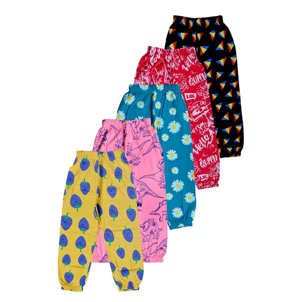 T2F Cotton Track Pants for Girls - Multicolor Striped