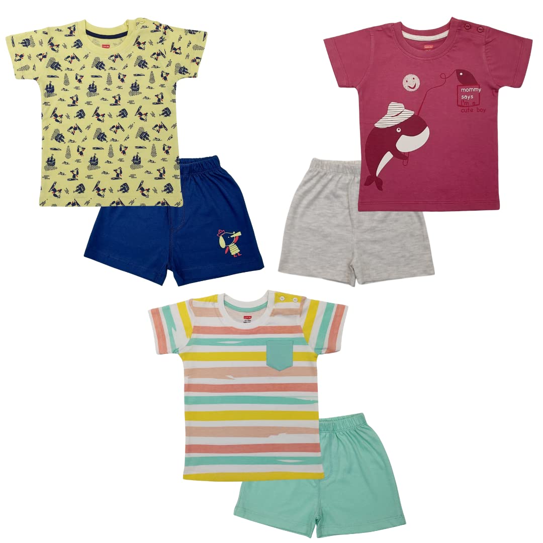 LuvLap Boys T-Shirt & Shorts Sets - Multicolour