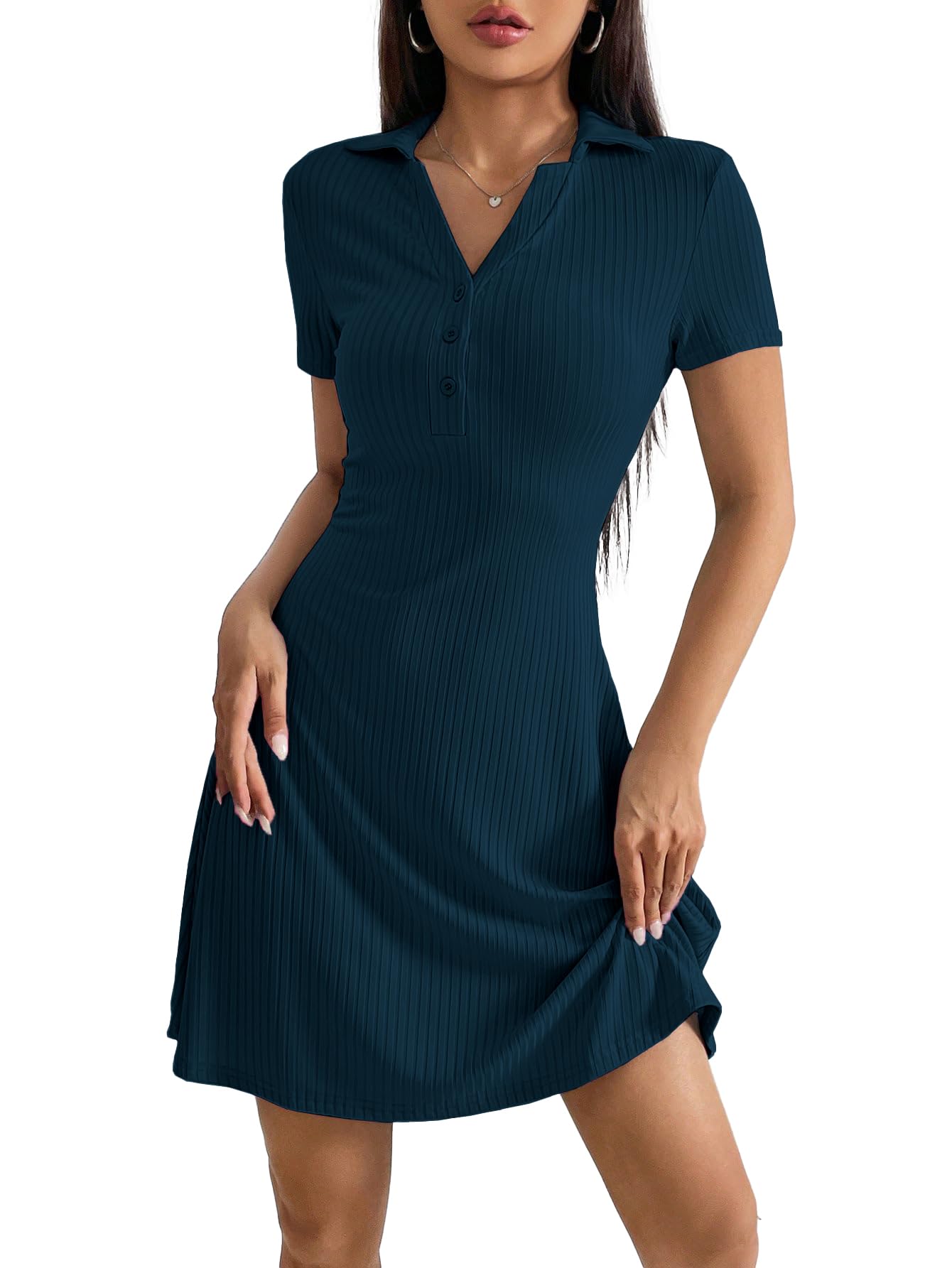 TOPLOT Women's Strip Dress - Teal