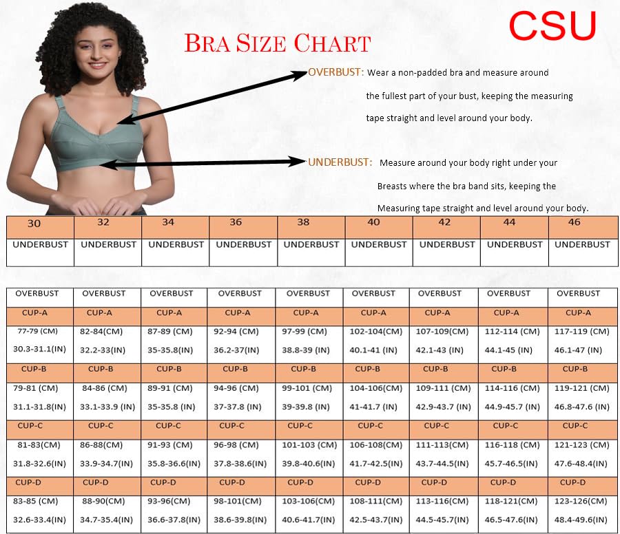 CSU Women's Cotton Non-Padded Wire Free T-Shirt Bra - Image 5