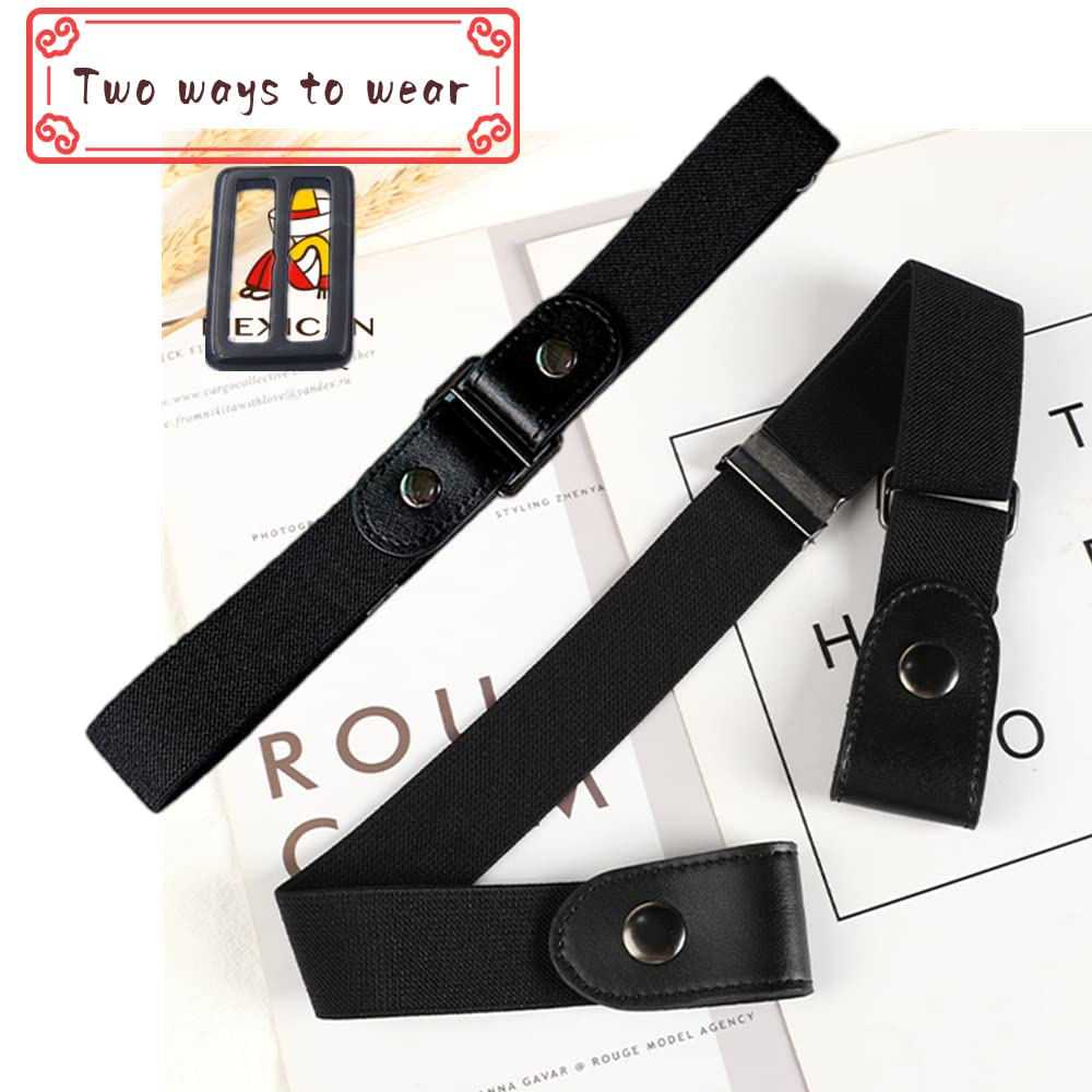 Sichumaria Women's Buckle-Free Elastic Belt - Black - Image 4