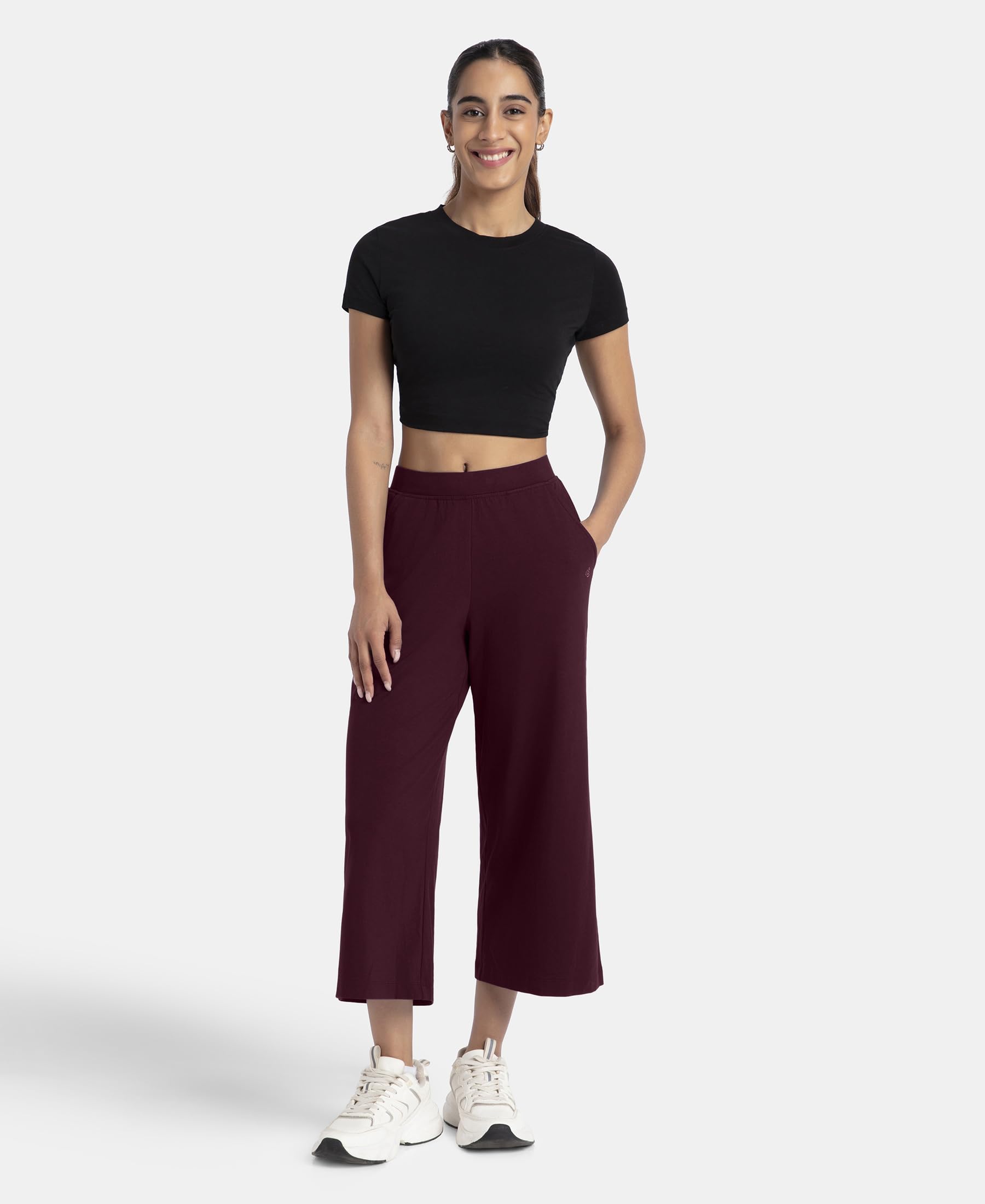 Jockey Women's Cotton Rich Elastane Stretch Culottes - Wine Tasting - Image 4