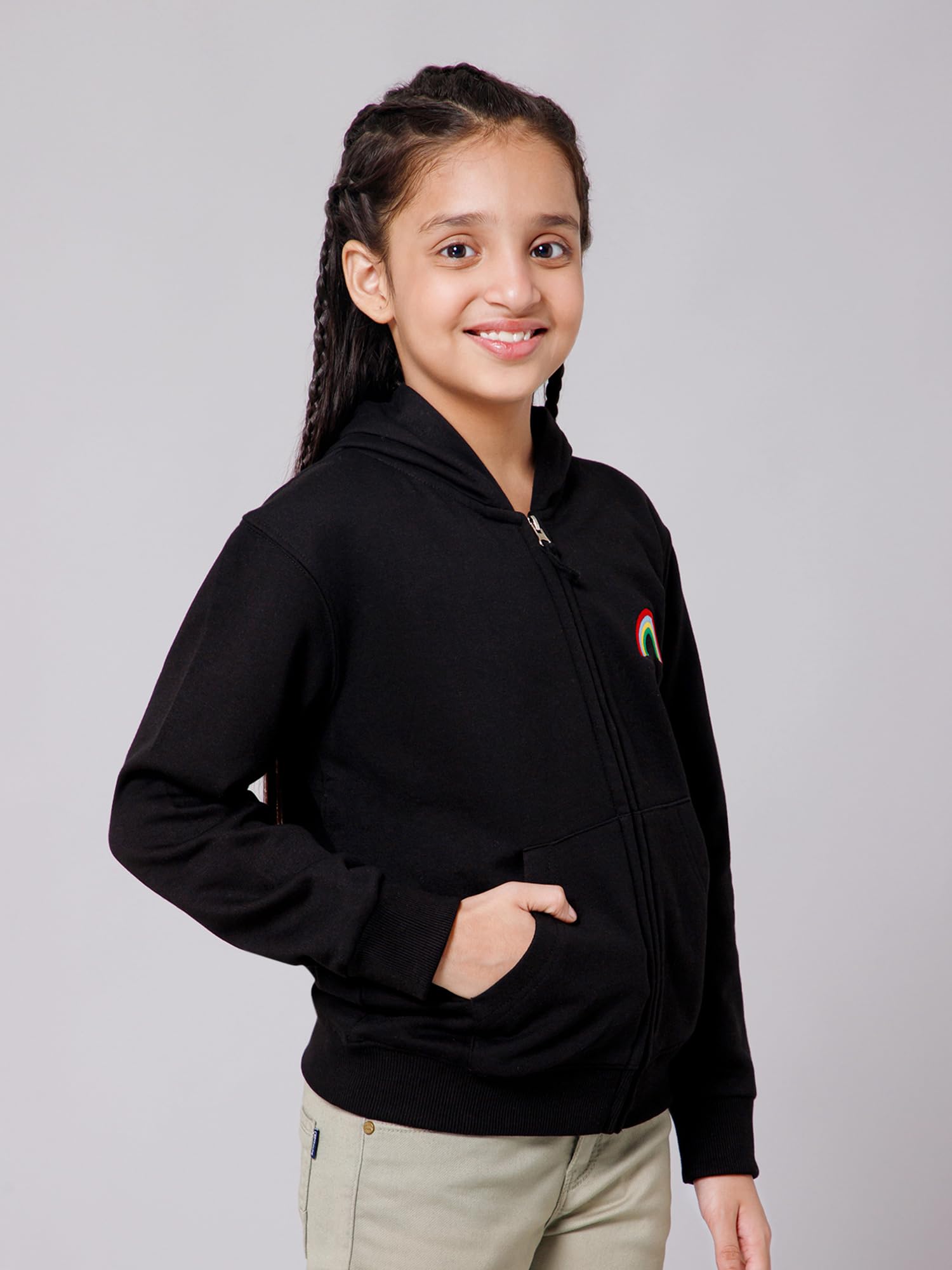 Alan Jones Clothing Black Zipper Hoodie for Girls - Image 4