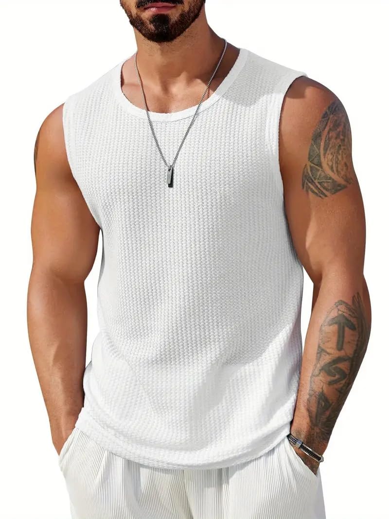 Modern Soul Men's White Sleeveless Tshirt