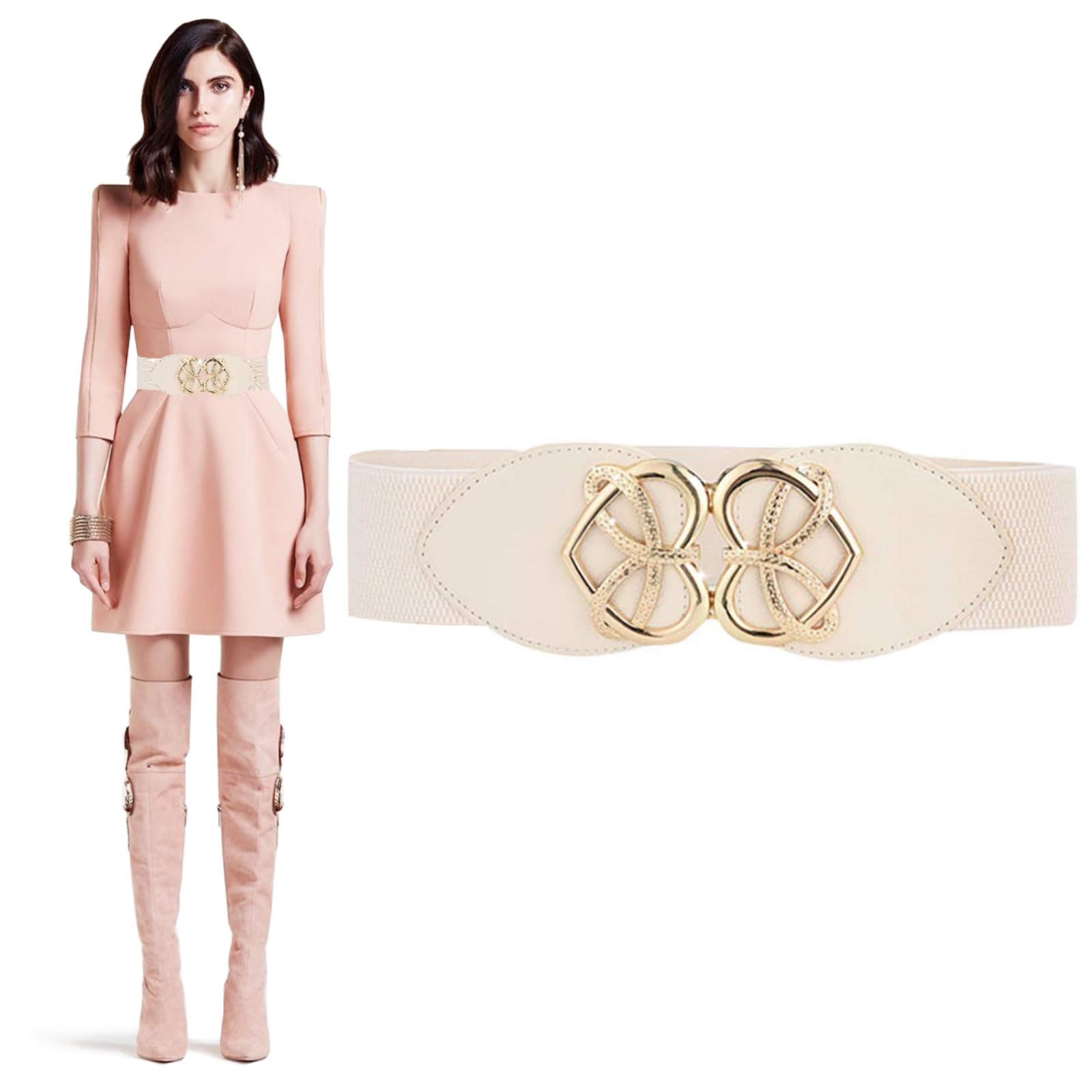 Sunkizzrs Beige Rhinestone Waistband Belt for Women