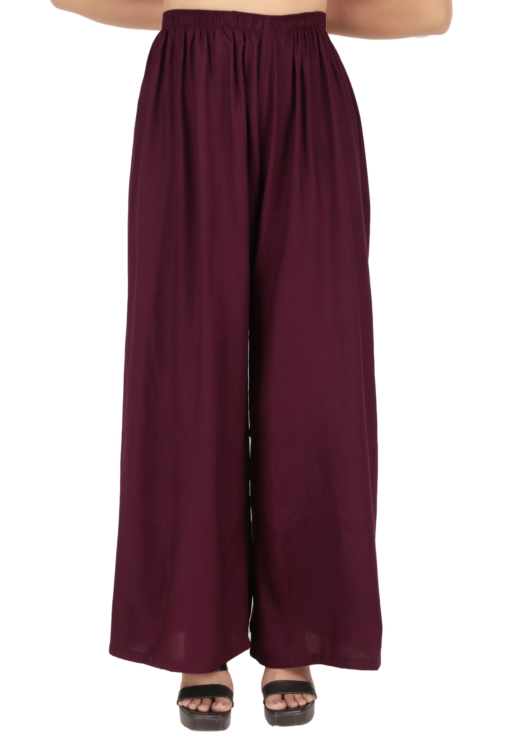 Go Gazab Rayon Palazzo Pants for Women - Wine